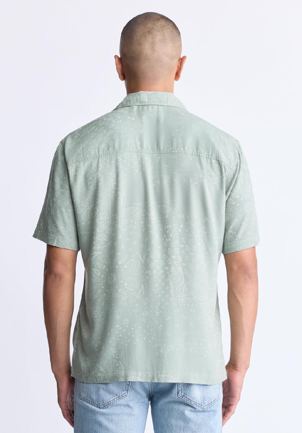 Buffalo David Bitton Santi Men's Paisley Print Short-Sleeve Button-Up Shirt Iceberg Green