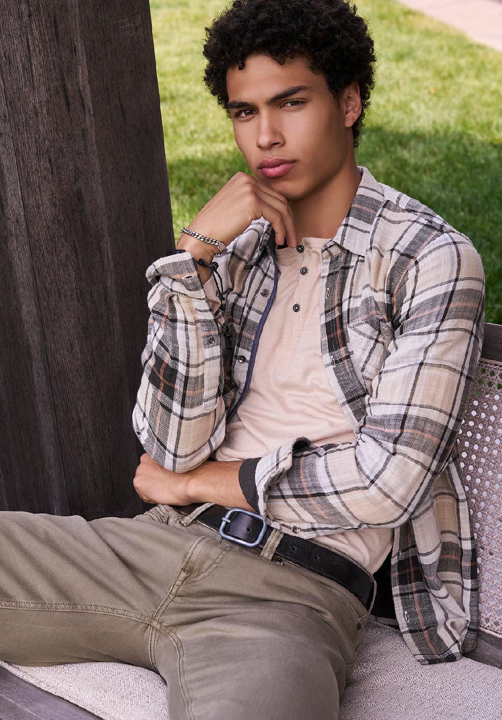 Buffalo David Bitton Saolo Men's Long-Sleeve Plaid Shirt Tan