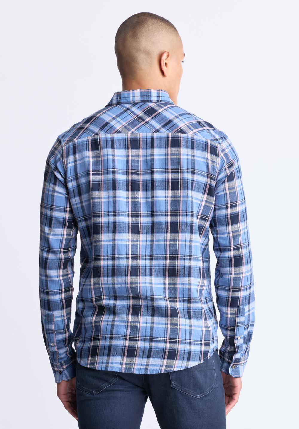 Buffalo David Bitton Saroz Men's Classic Plaid Button-Up Shirt Midnight Blue