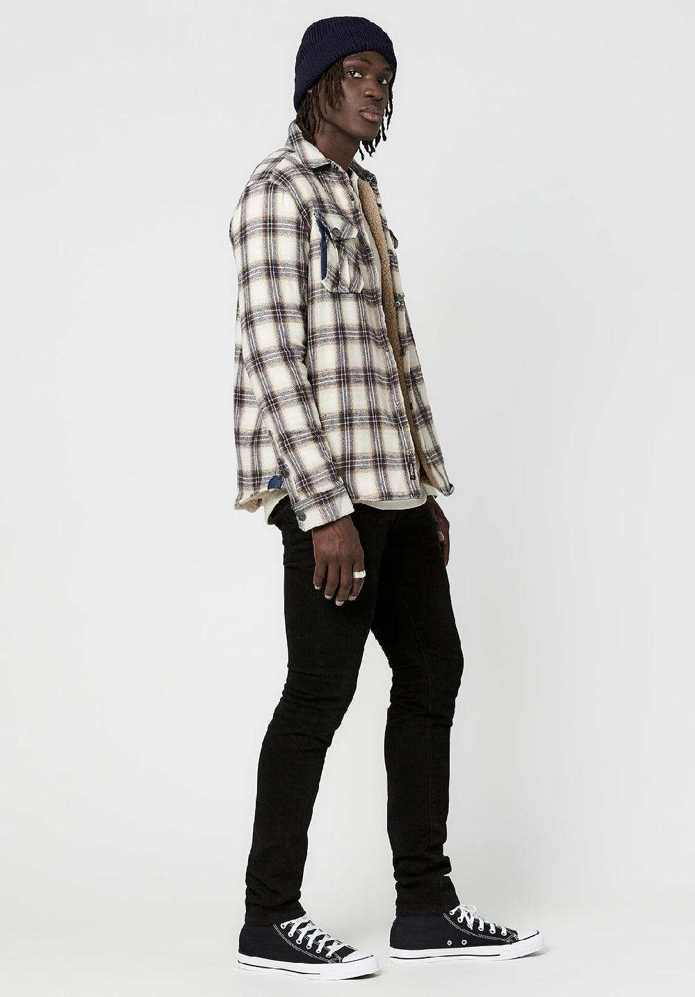 Buffalo David Bitton Saxul Men's Shearling Shacket In White Plaid