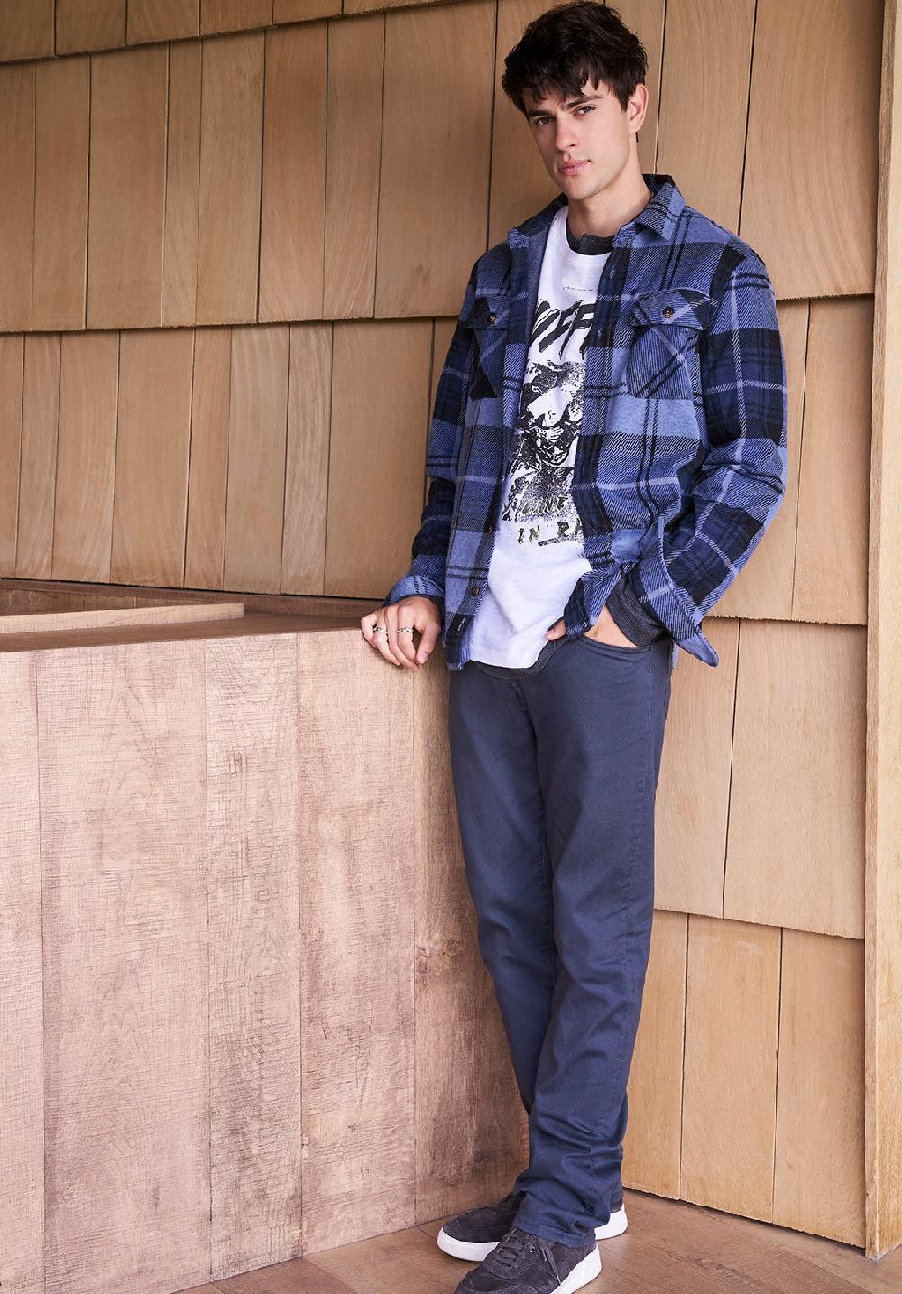 Buffalo David Bitton Sebbe Men's Blanket Shirt In Whale Plaid