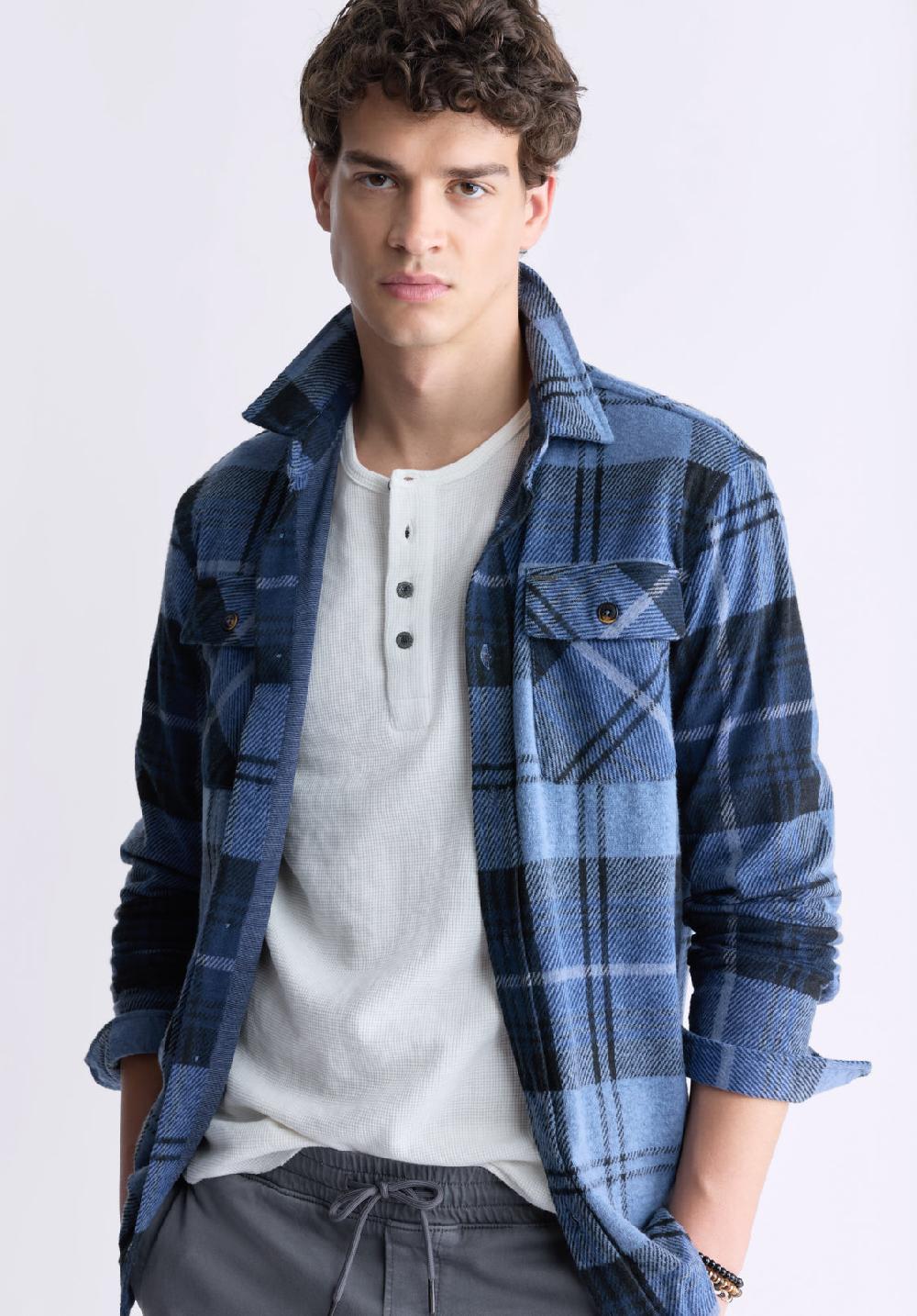 Buffalo David Bitton Sebbe Men's Blanket Shirt In Whale Plaid