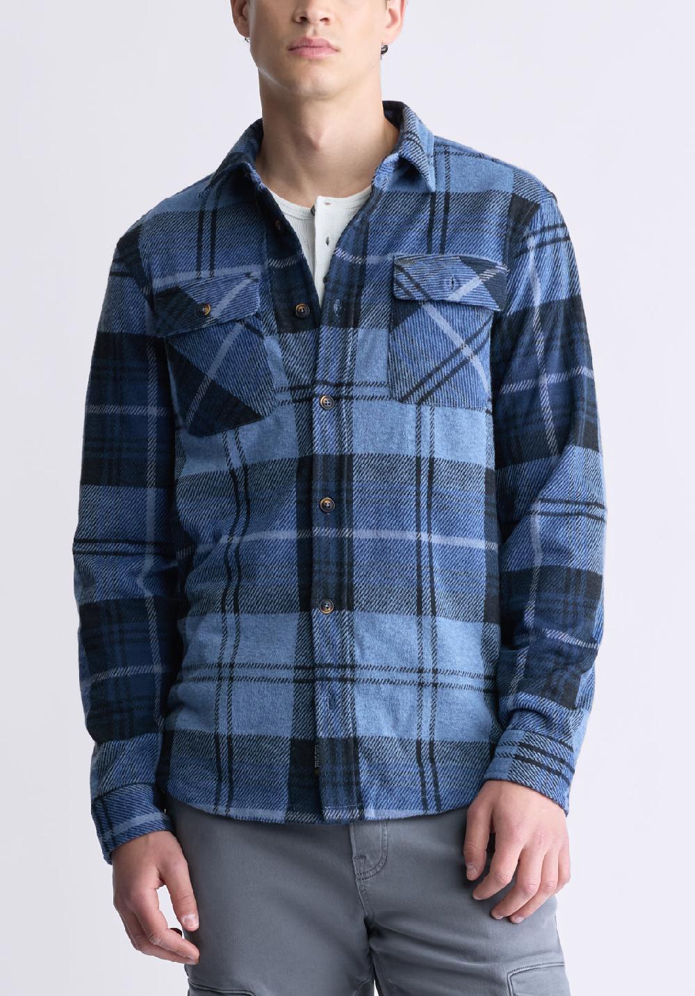 buffalo david bitton Sebbe Men's Blanket Shirt in Whale Plaid