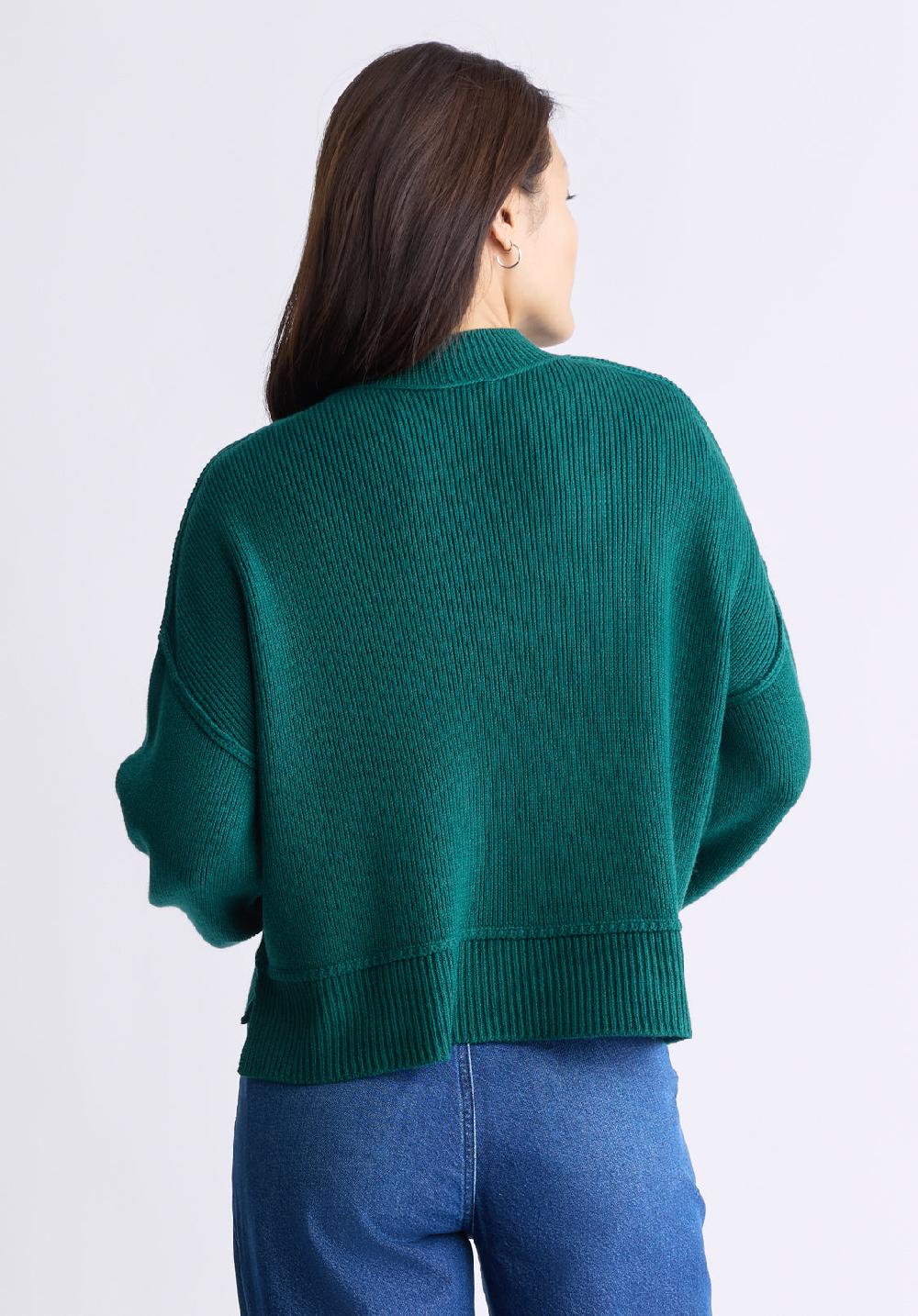 Buffalo David Bitton Seema Women's Long-Sleeve Loose-Fit Sweater Forest Green