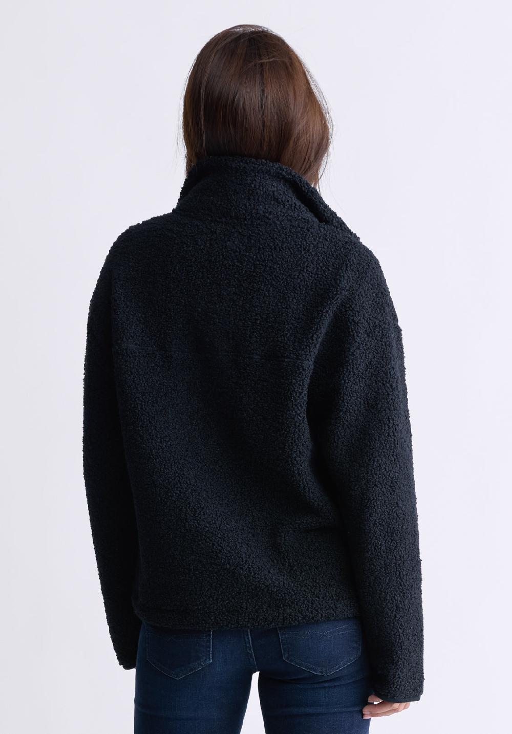 Buffalo David Bitton Sena Women's Sherpa Jacket With Chest Pocket Black