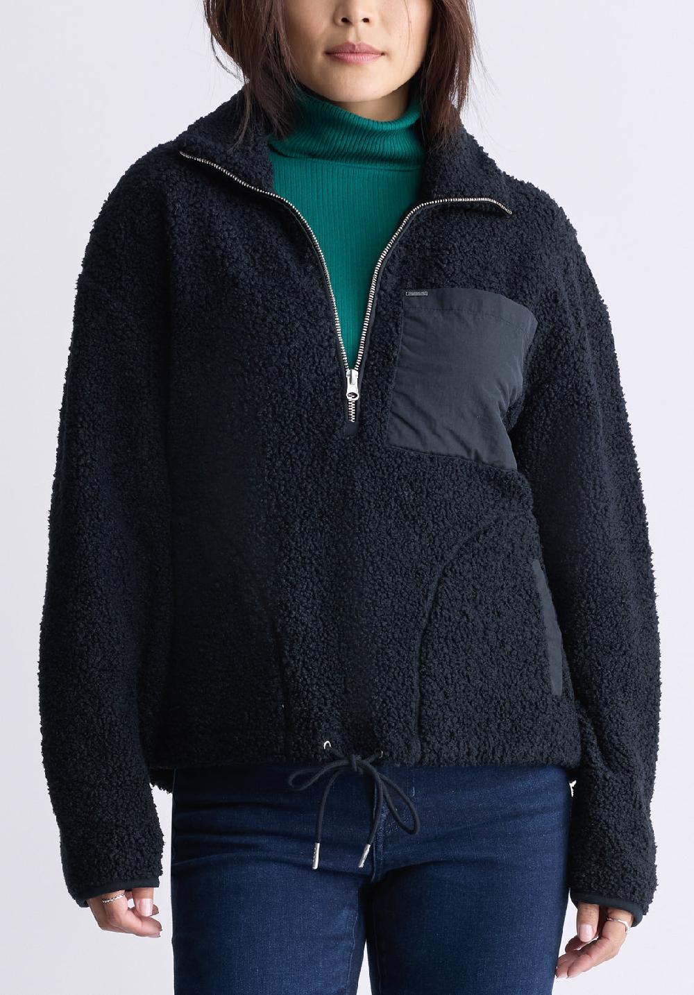 buffalo david bitton Sena Women's Sherpa Jacket with Chest Pocket Black