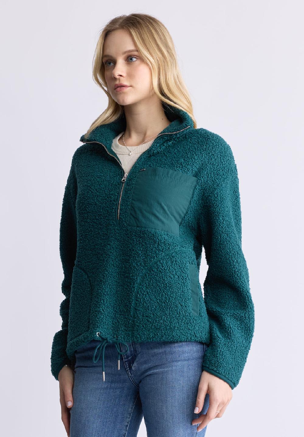 Buffalo David Bitton Sena Women's Sherpa Jacket With Chest Pocket Dark Sea