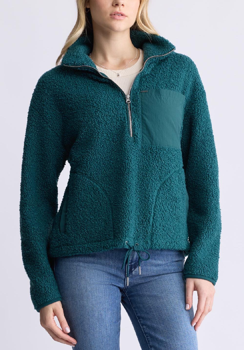 buffalo david bitton Sena Women's Sherpa Jacket with Chest Pocket Dark Sea
