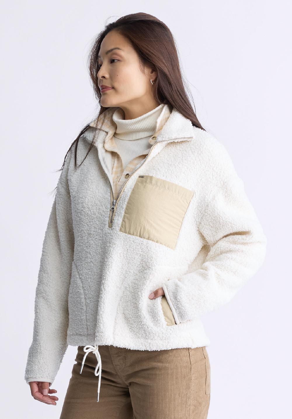 Buffalo David Bitton Sena Women's Sherpa Jacket With Chest Pocket Egret White