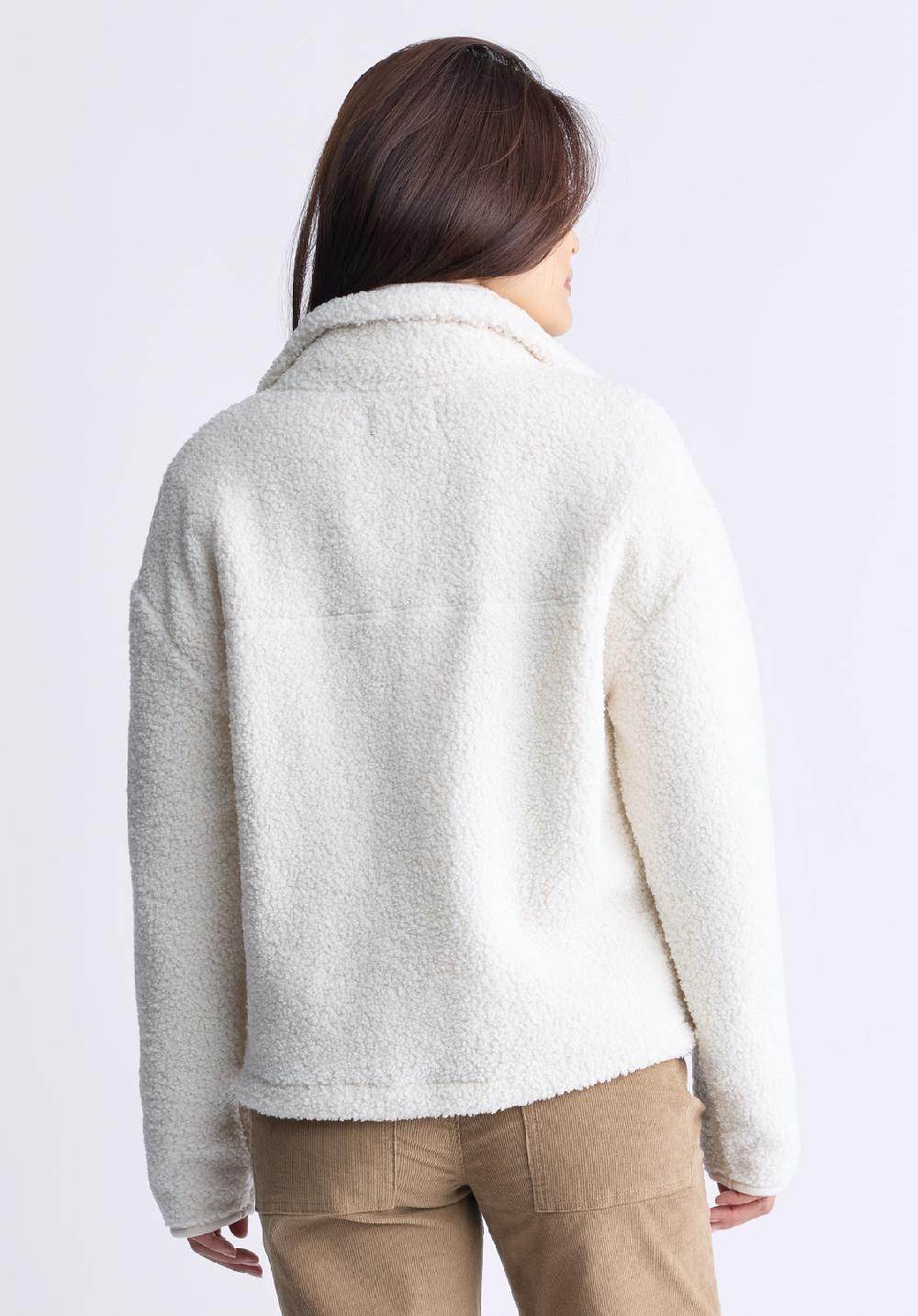 Buffalo David Bitton Sena Women's Sherpa Jacket With Chest Pocket Egret White