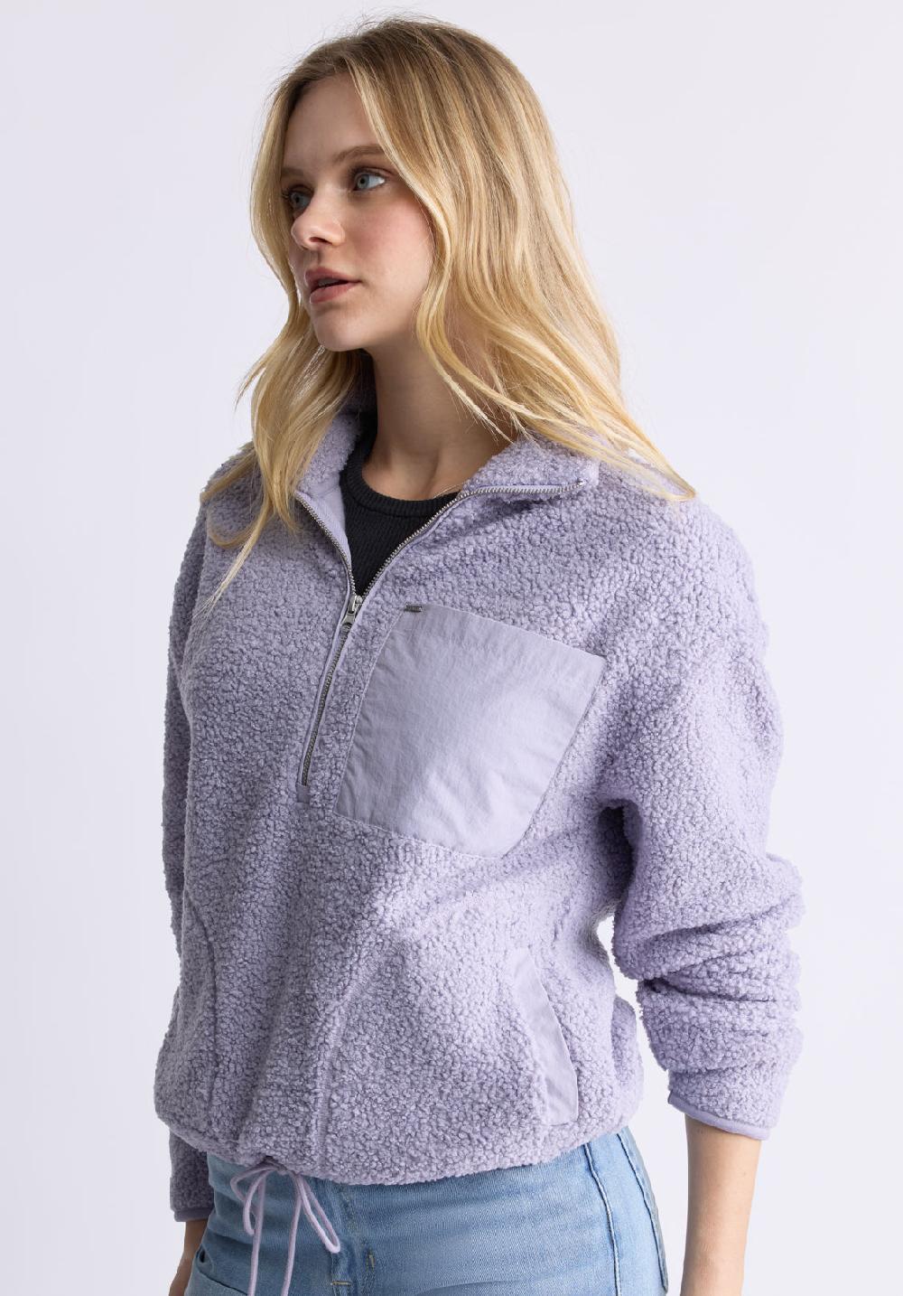 Buffalo David Bitton Sena Women's Sherpa Jacket With Chest Pocket Thistle Purple