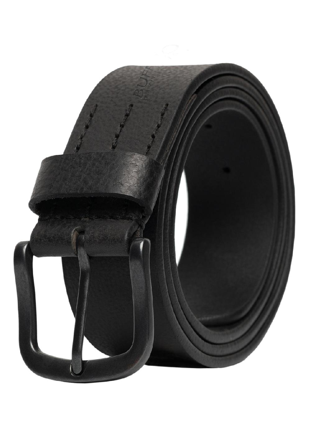 Buffalo David Bitton Shrunken Full Grain Black Buffalo Leather With Blackened Finish