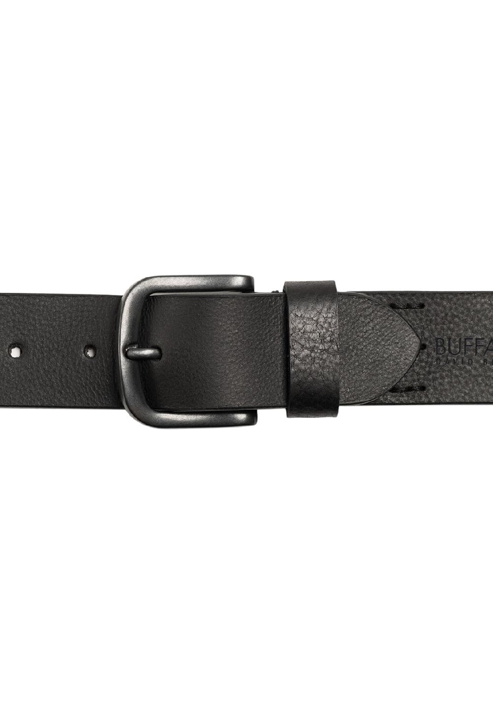 Buffalo David Bitton Shrunken Full Grain Black Buffalo Leather With Blackened Finish