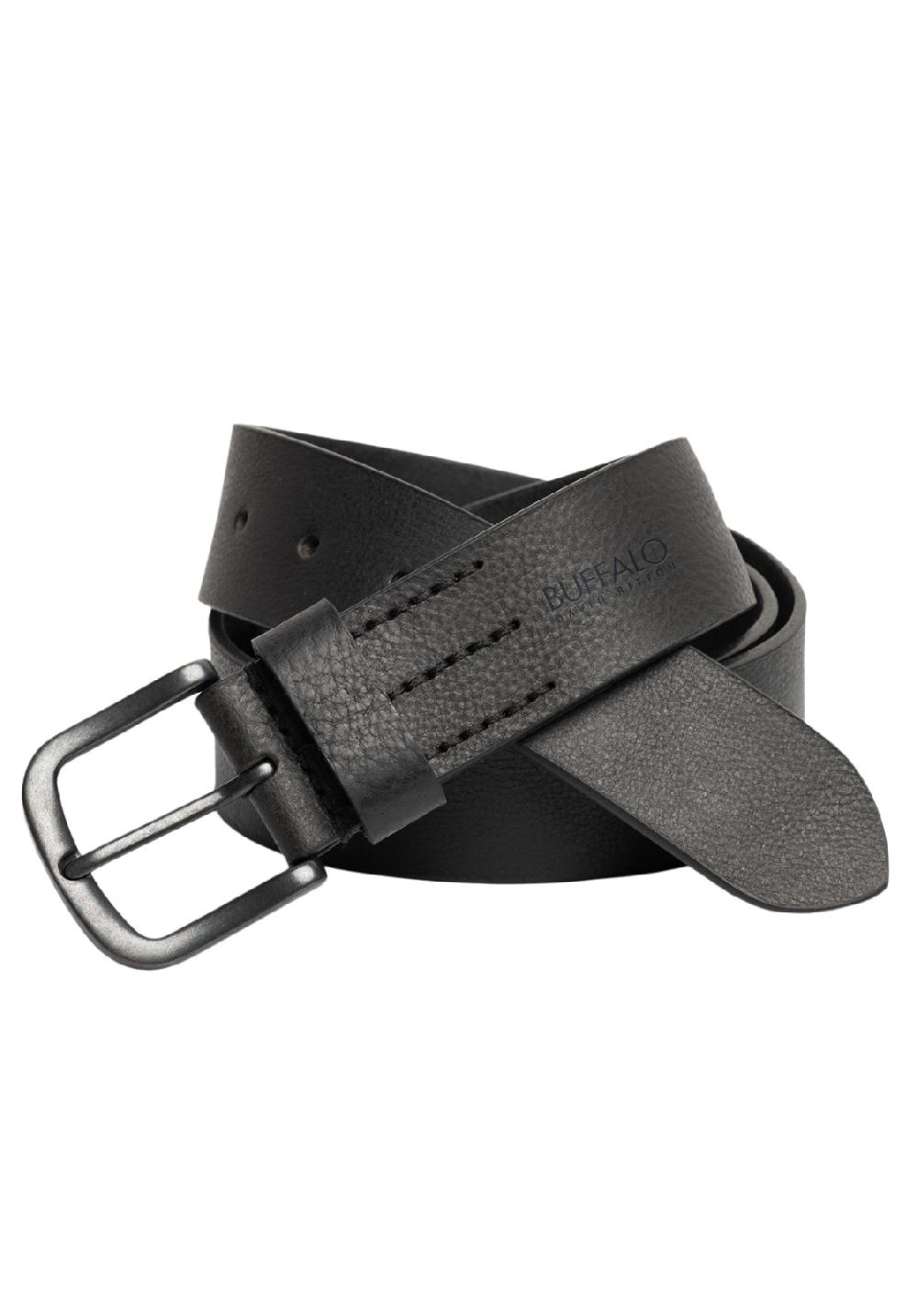 Buffalo David Bitton Shrunken Full Grain Black Buffalo Leather With Blackened Finish