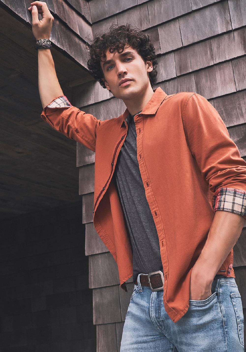 Buffalo David Bitton Siamik Men's Long-Sleeve Shirt In Orange