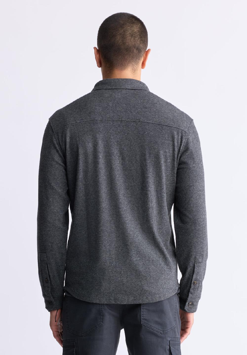 Buffalo David Bitton Sigge Men's Long-Sleeve Blanket Shirt With Chest Pockets Charcoal