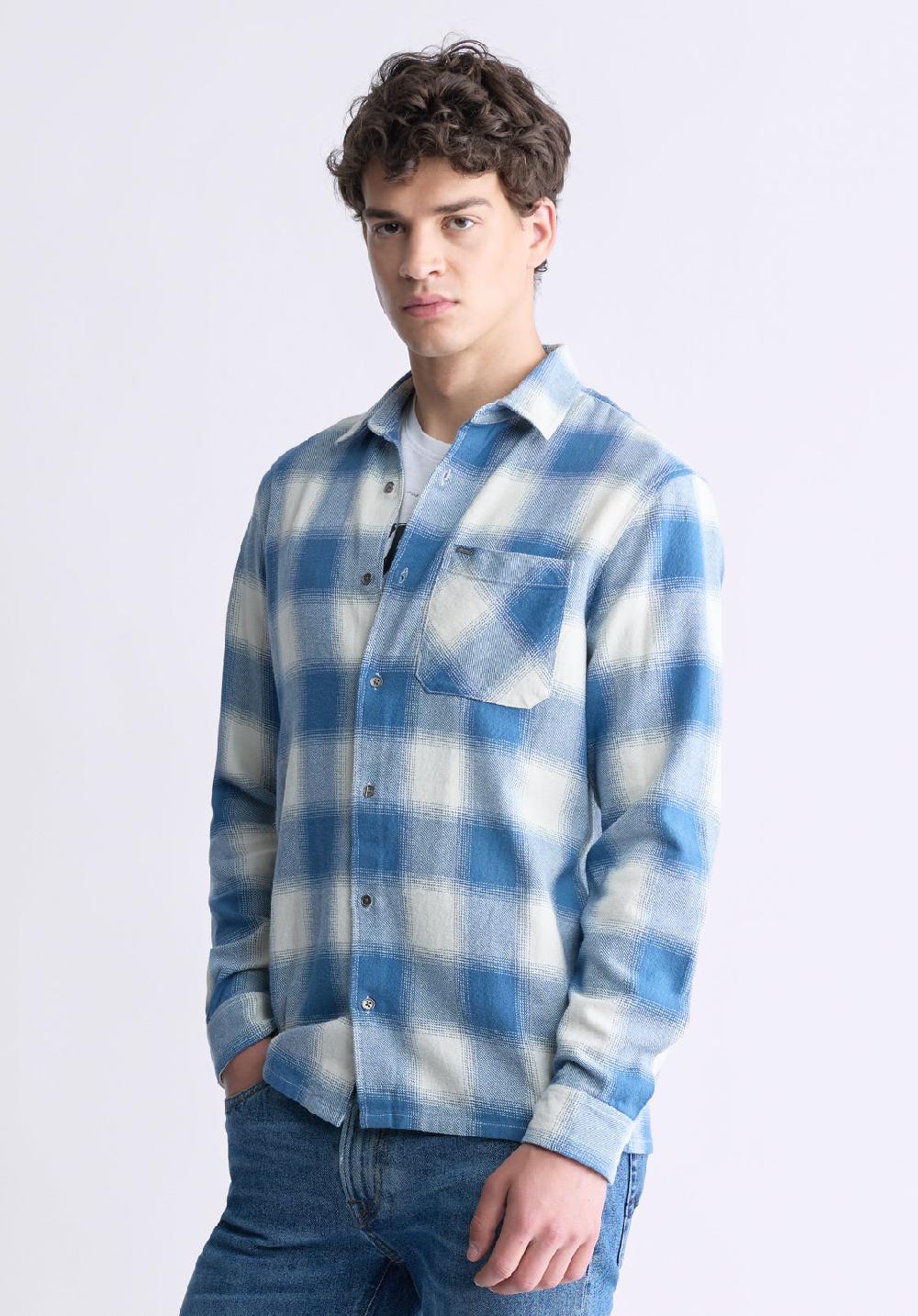 Buffalo David Bitton Sinclair Men's Long-Sleeve Plaid Shirt Blue