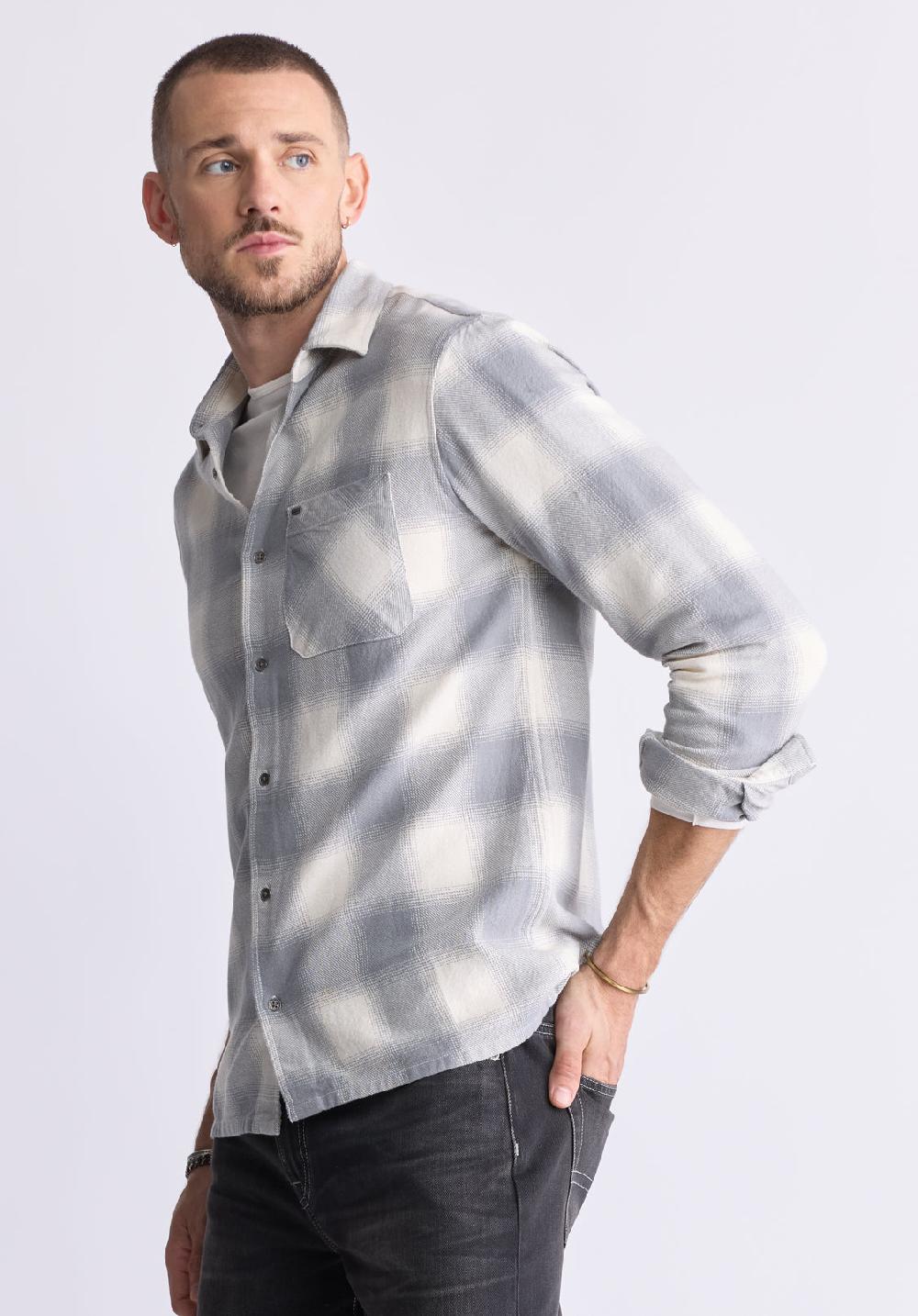Buffalo David Bitton Sinclair Men's Long-Sleeve Plaid Shirt Grey