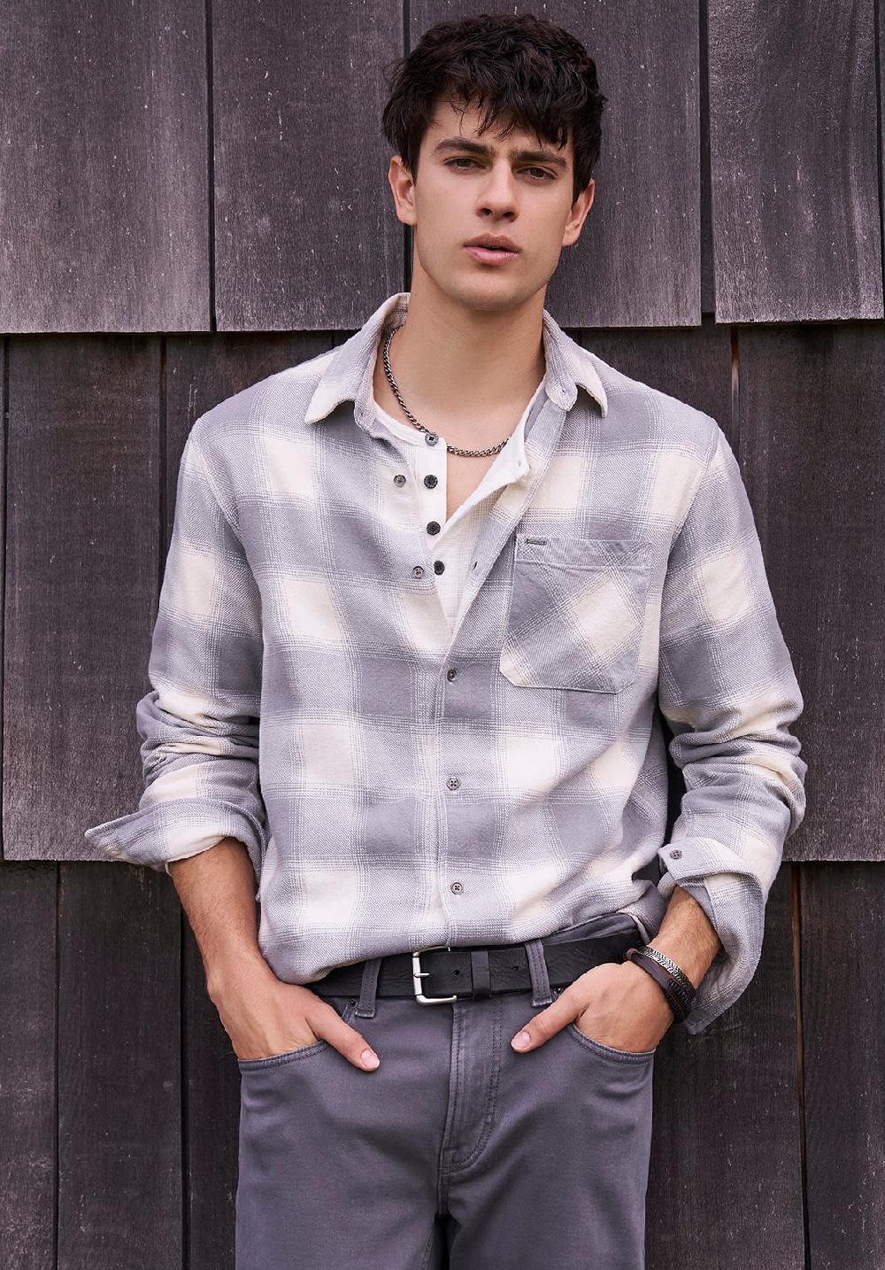 Buffalo David Bitton Sinclair Men's Long-Sleeve Plaid Shirt Grey