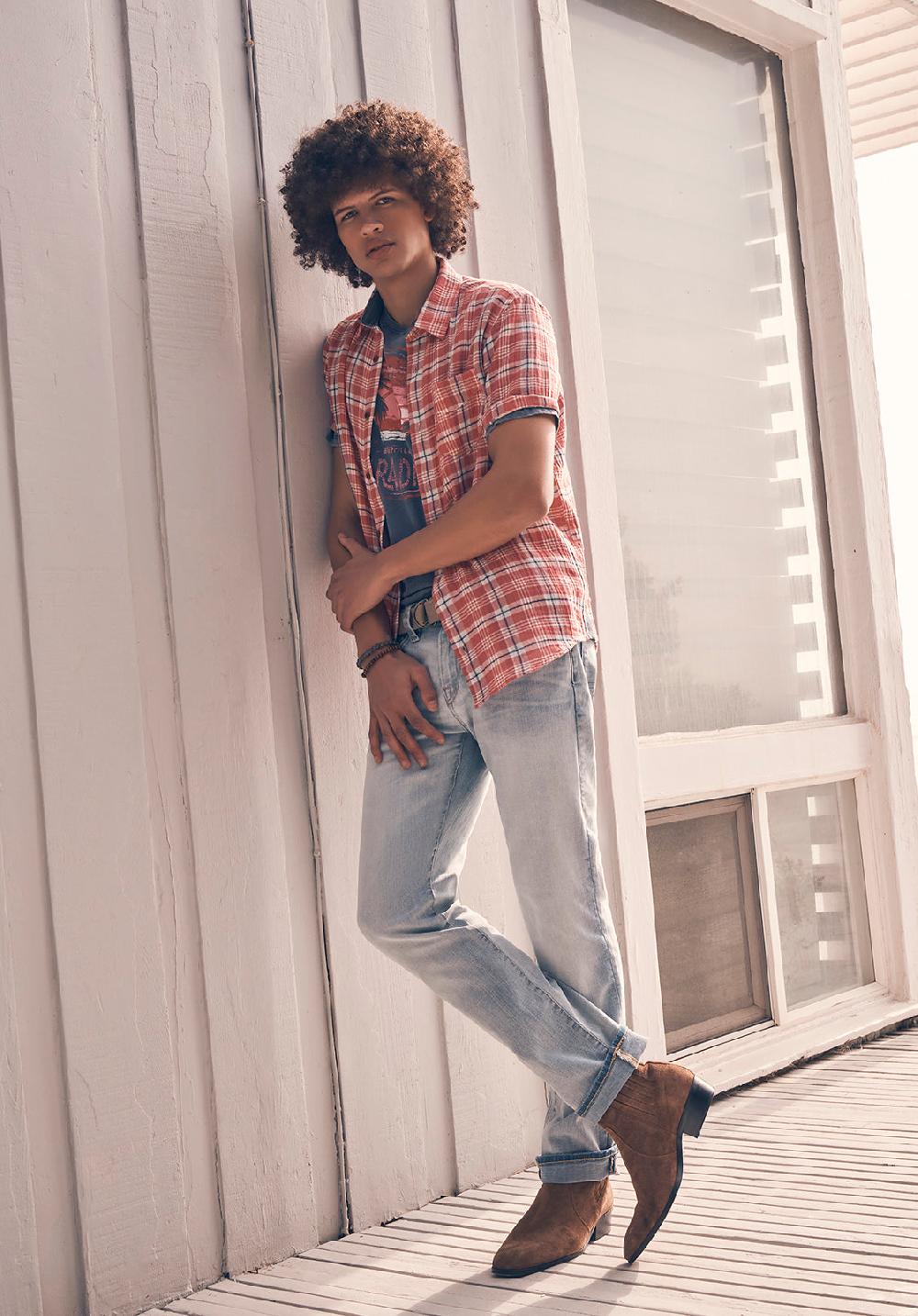 Buffalo David Bitton Sirilo Men’s Plaid Short Sleeve Shirt In Mineral Red