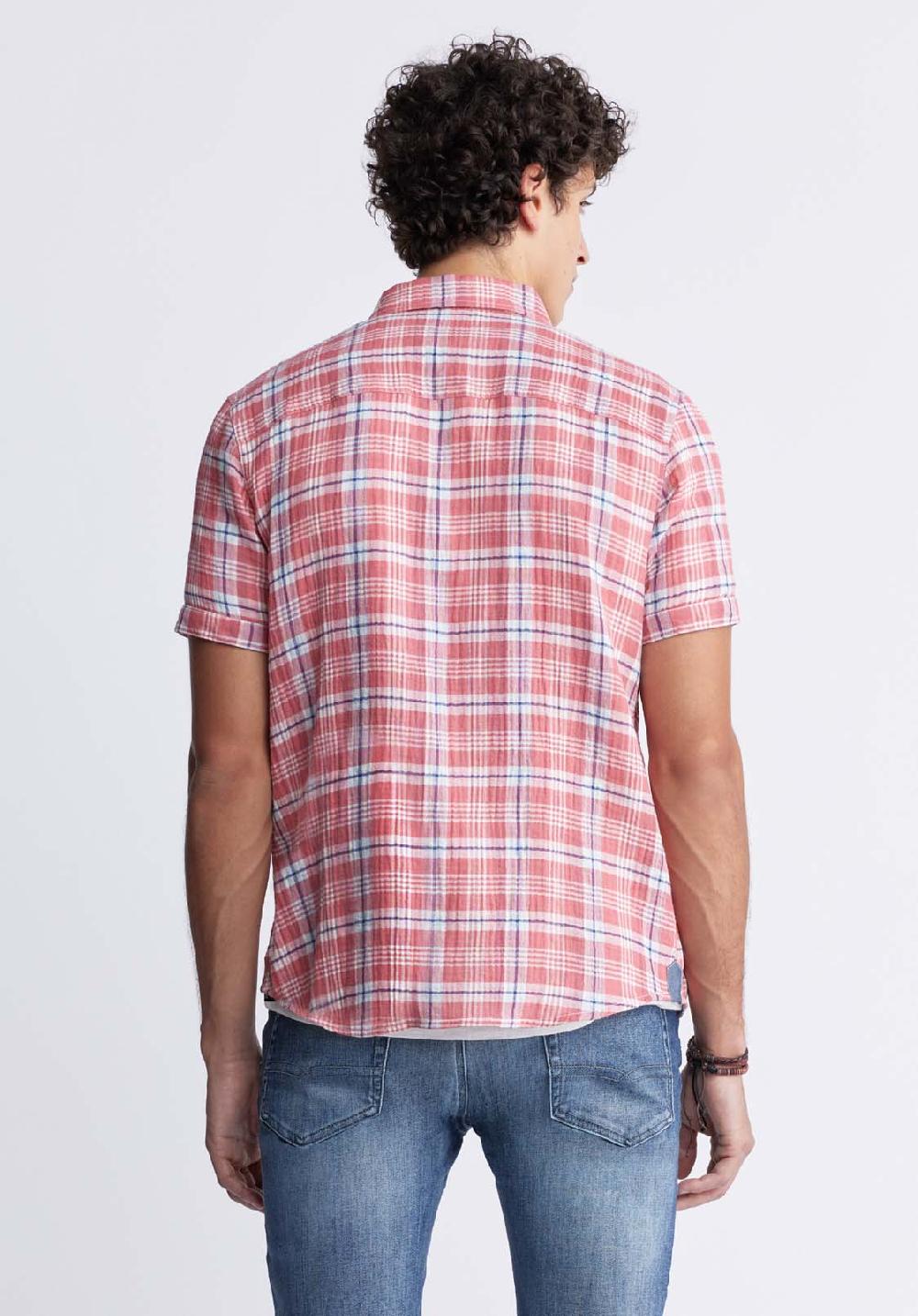 Buffalo David Bitton Sirilo Men’s Plaid Short Sleeve Shirt In Mineral Red