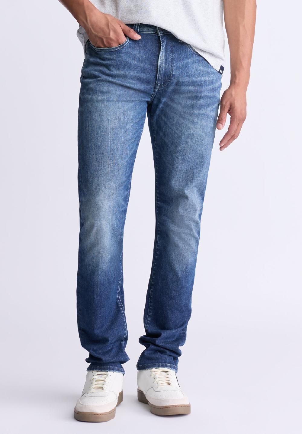 buffalo david bitton Slim Ash Men's Crinkled and Worn Jeans Indigo