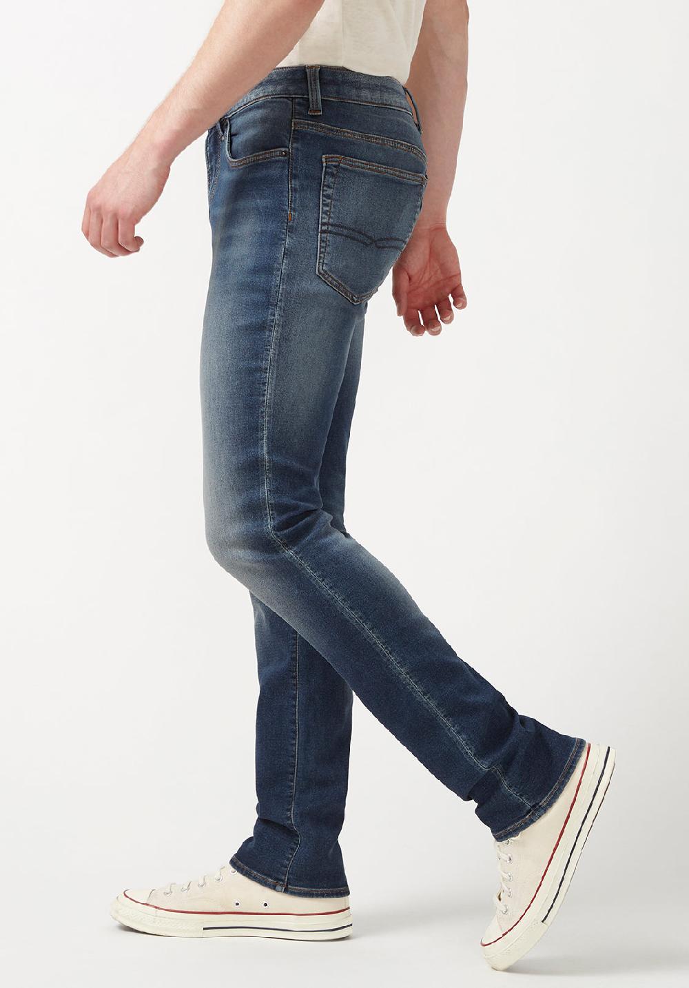 Buffalo David Bitton Slim Ash Men's Fleece Jeans In Dark Sanded Blue