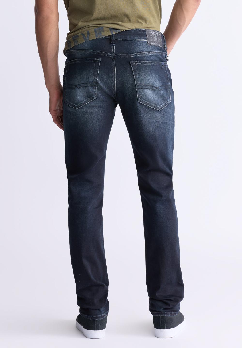 Buffalo David Bitton Slim Ash Men's Jeans Crinkled And Sanded Dark Indigo
