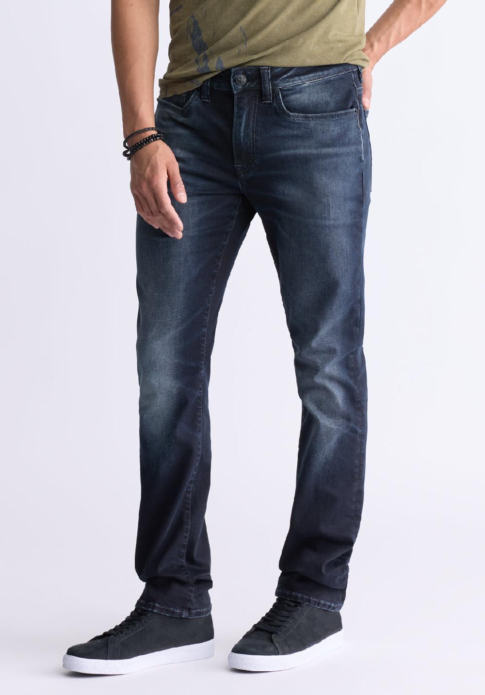 Buffalo David Bitton Slim Ash Men's Jeans Crinkled And Sanded Dark Indigo
