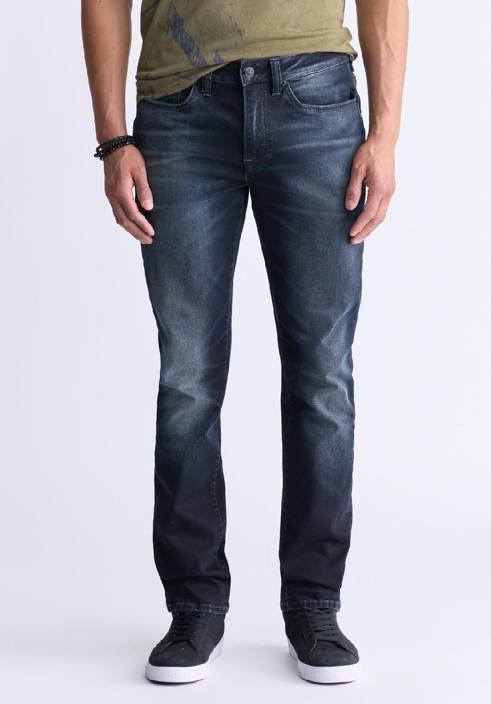 buffalo david bitton Slim Ash Men's Jeans Crinkled and Sanded Dark Indigo