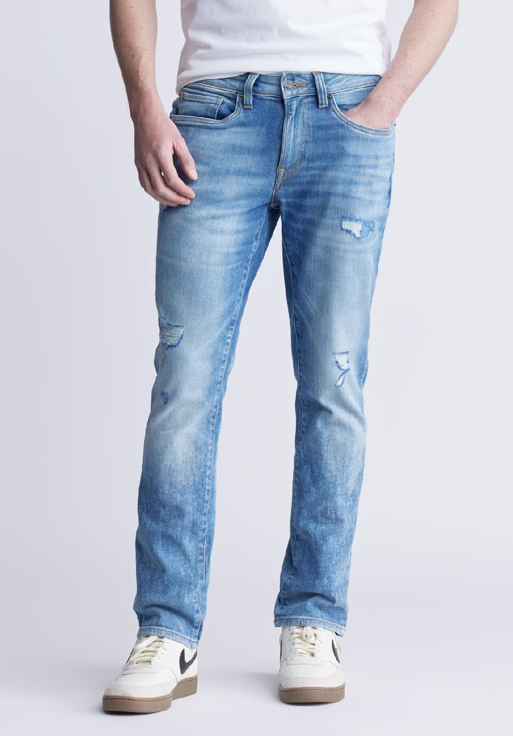 buffalo david bitton Slim Ash Men's Jeans in Veined and Rugged Blue
