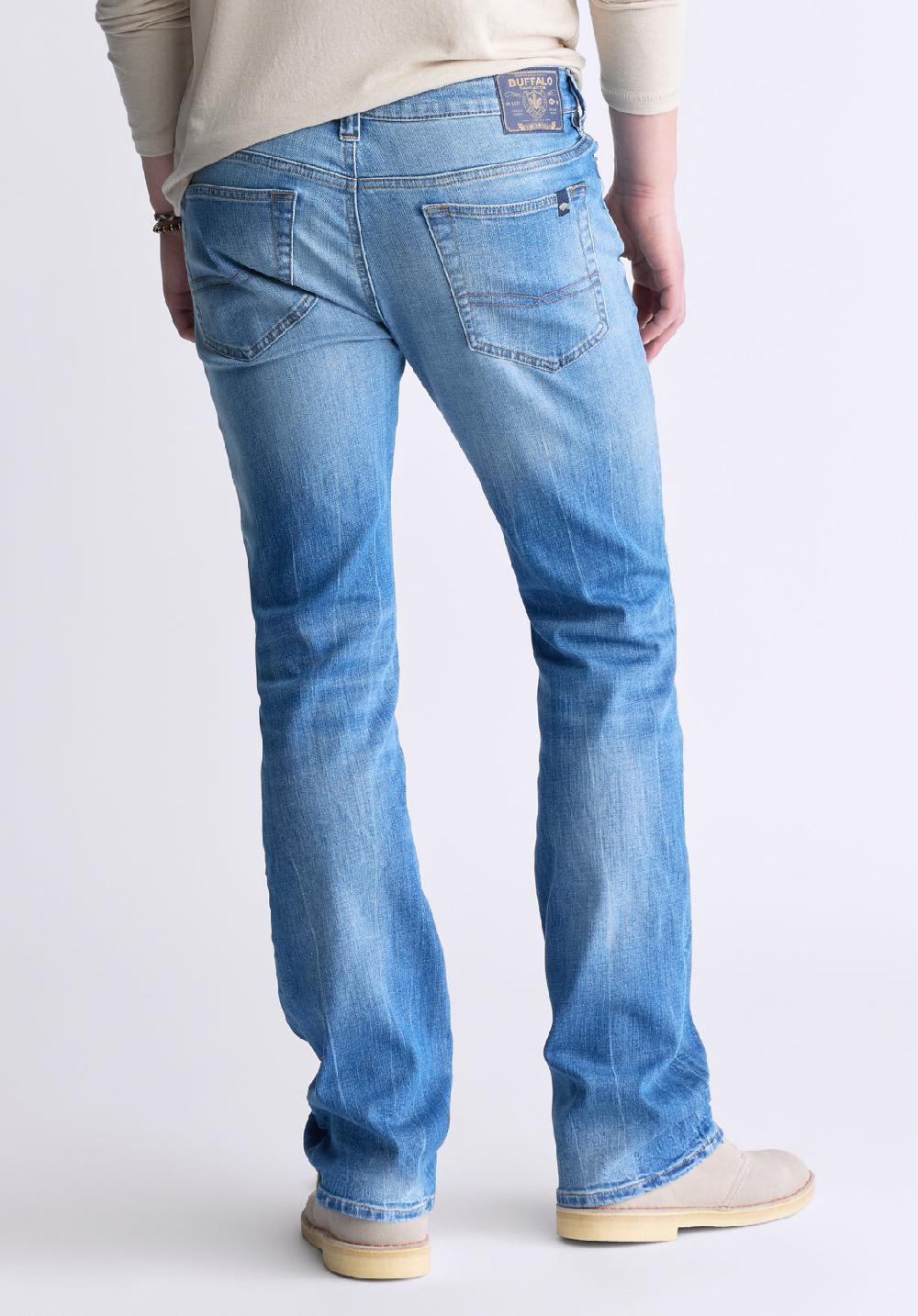 Buffalo David Bitton Slim Bootcut King Men's Jeans Veined And Sanded Indigo