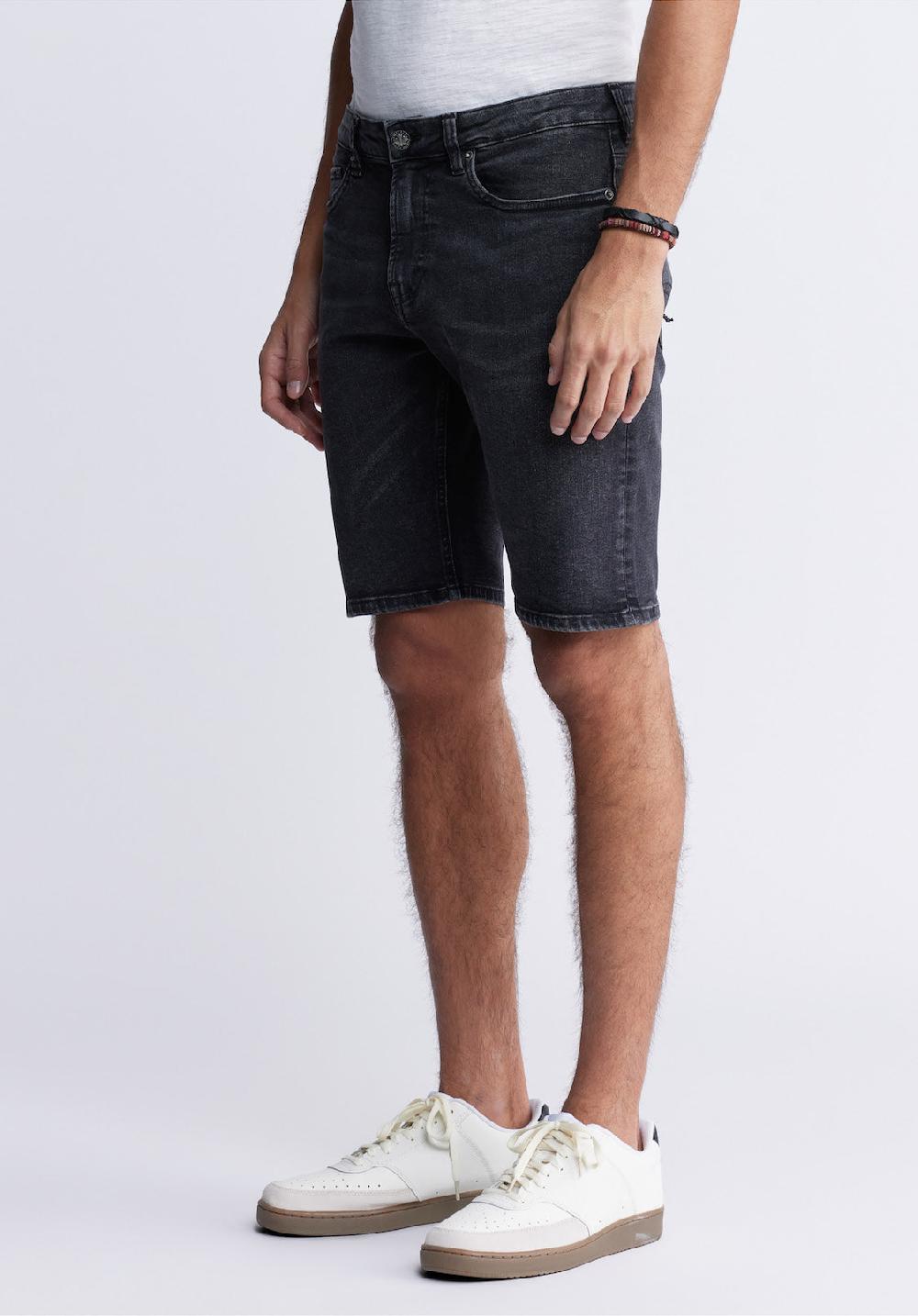 Buffalo David Bitton Slim Parker Men's Denim Shorts In Black Sanded Wash