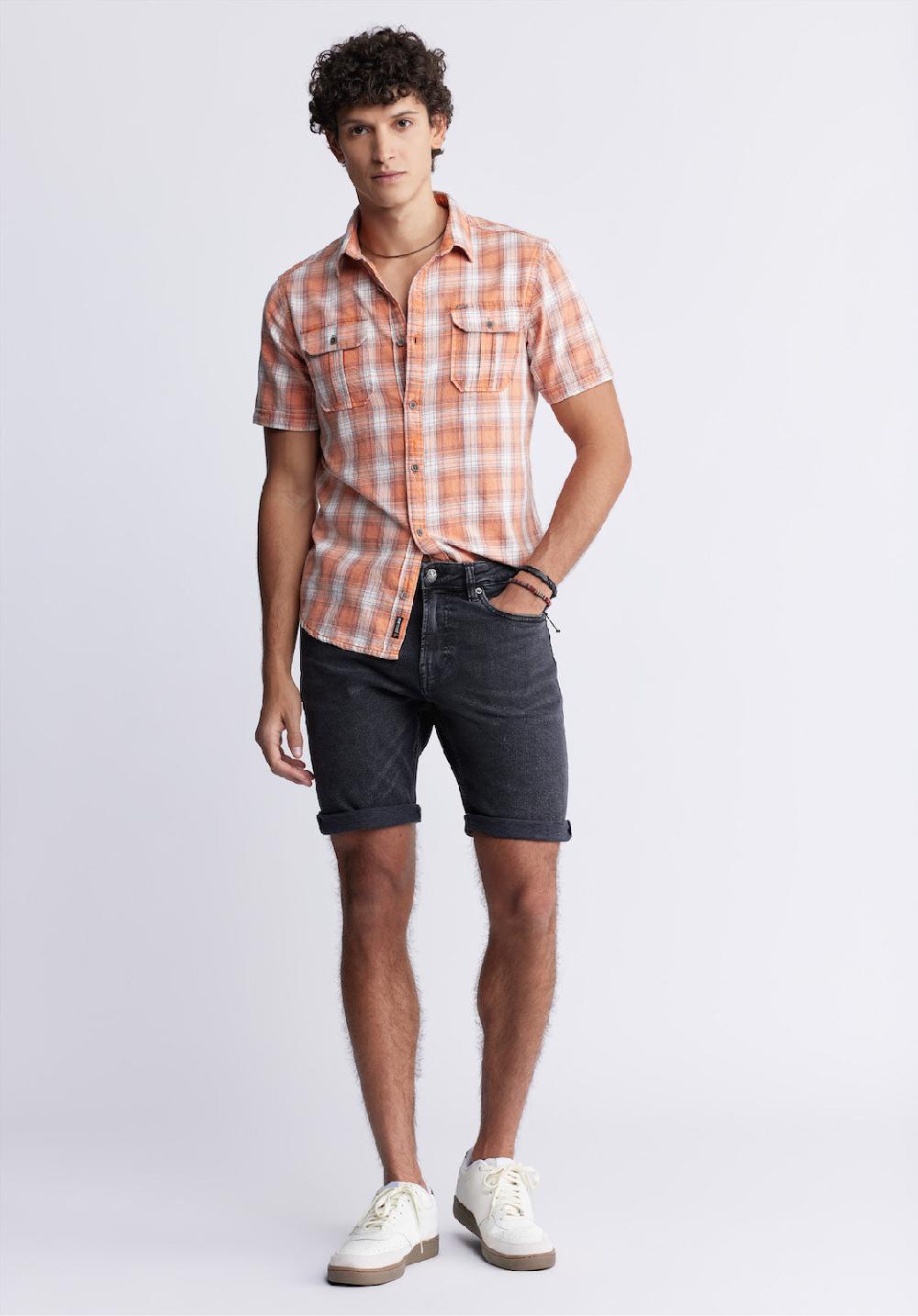 Buffalo David Bitton Slim Parker Men's Denim Shorts In Black Sanded Wash