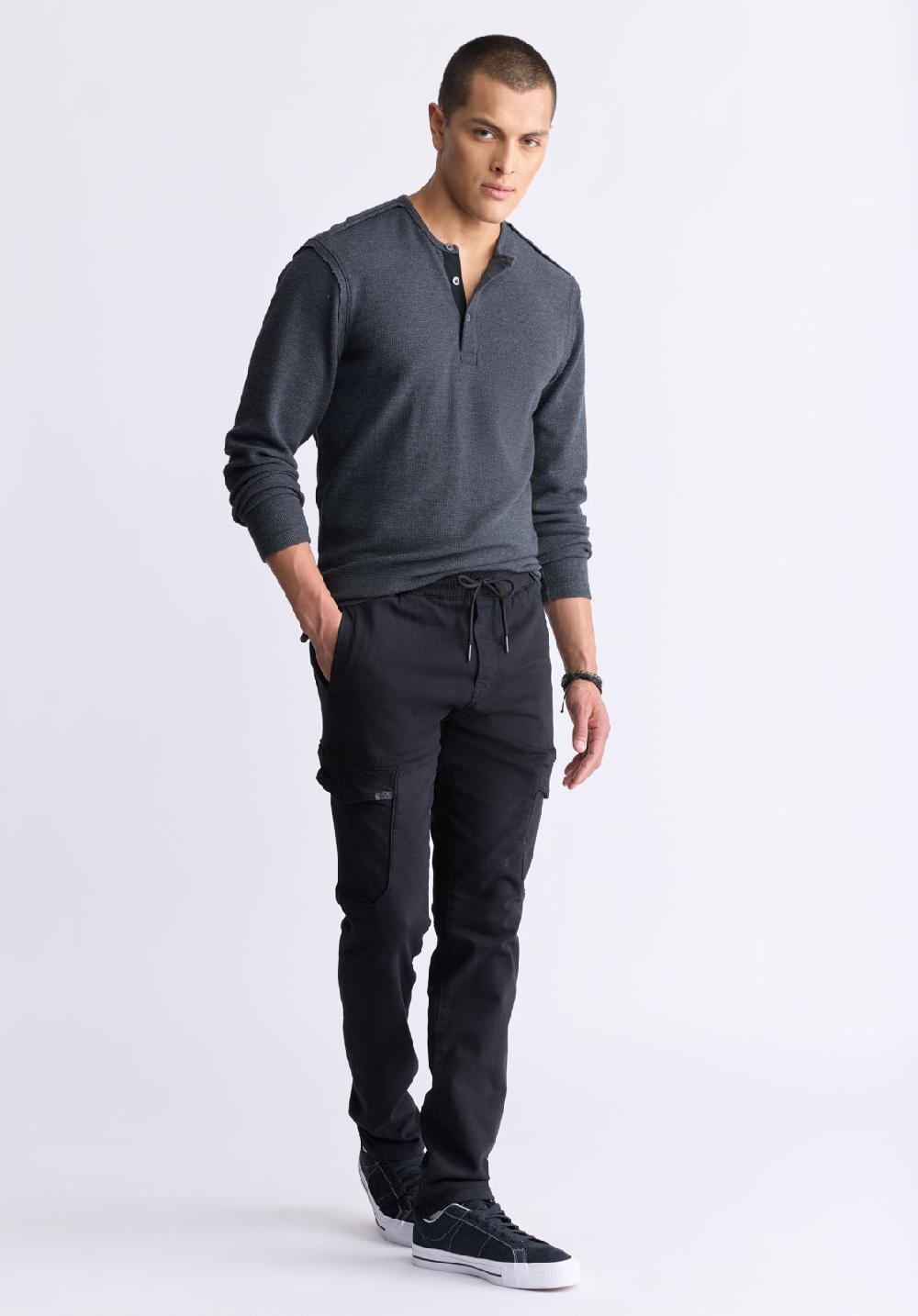Buffalo David Bitton Slim Tapered Jim Men's Fleece Pants Black