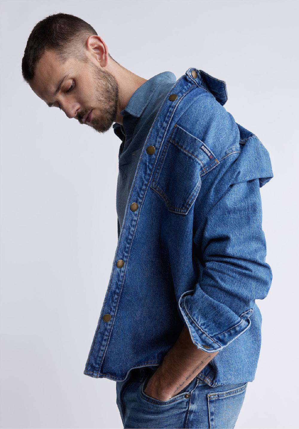 Buffalo David Bitton Sloan Men’s Long-Sleeve Denim Shirt In Authentic Blue