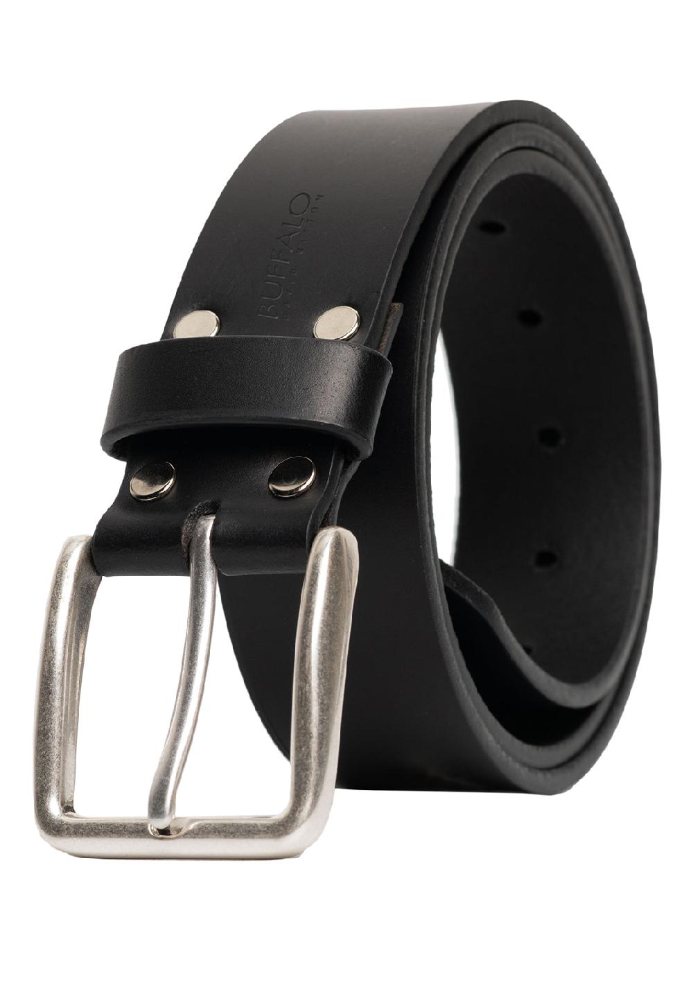 Buffalo David Bitton Smooth Full Grain Black Buffalo Leather Belt