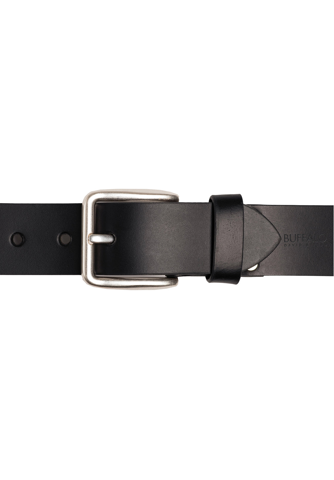 Buffalo David Bitton Smooth Full Grain Black Buffalo Leather Belt