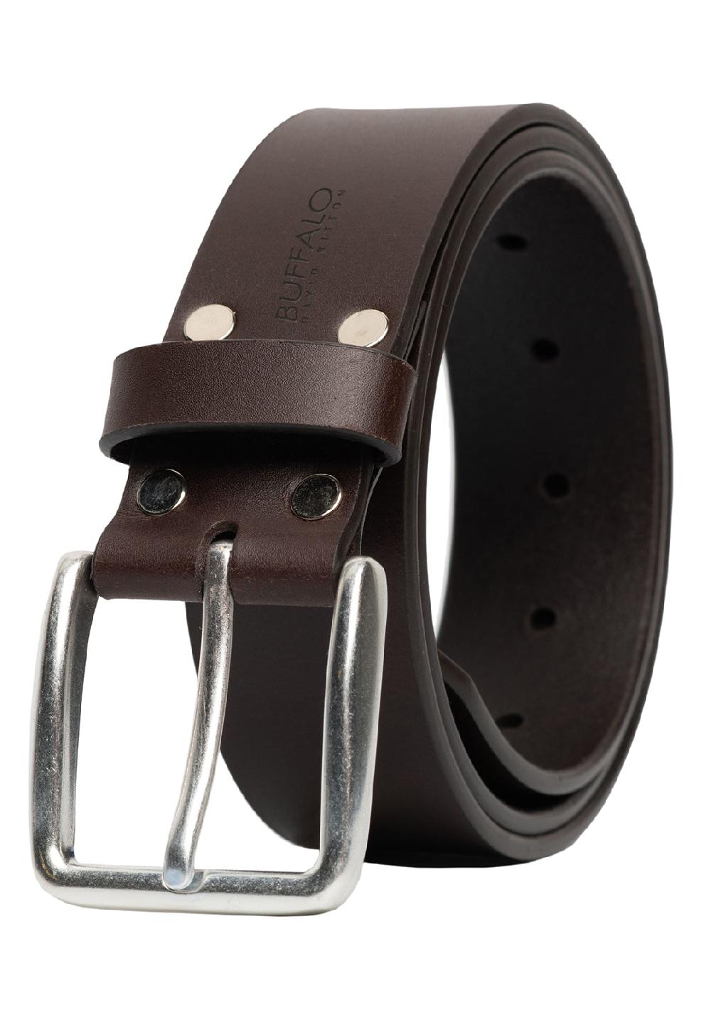 Buffalo David Bitton Smooth Full Grain Brown Buffalo Leather Belt