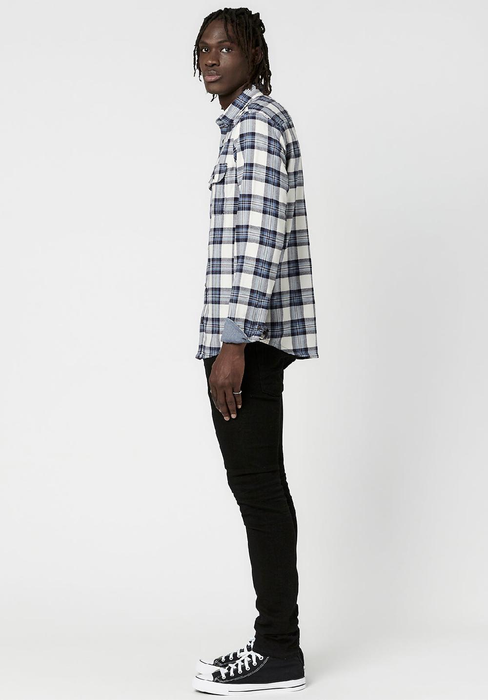 Buffalo David Bitton Solif Men's Long-Sleeve Twill Shirt In Blue White Plaid