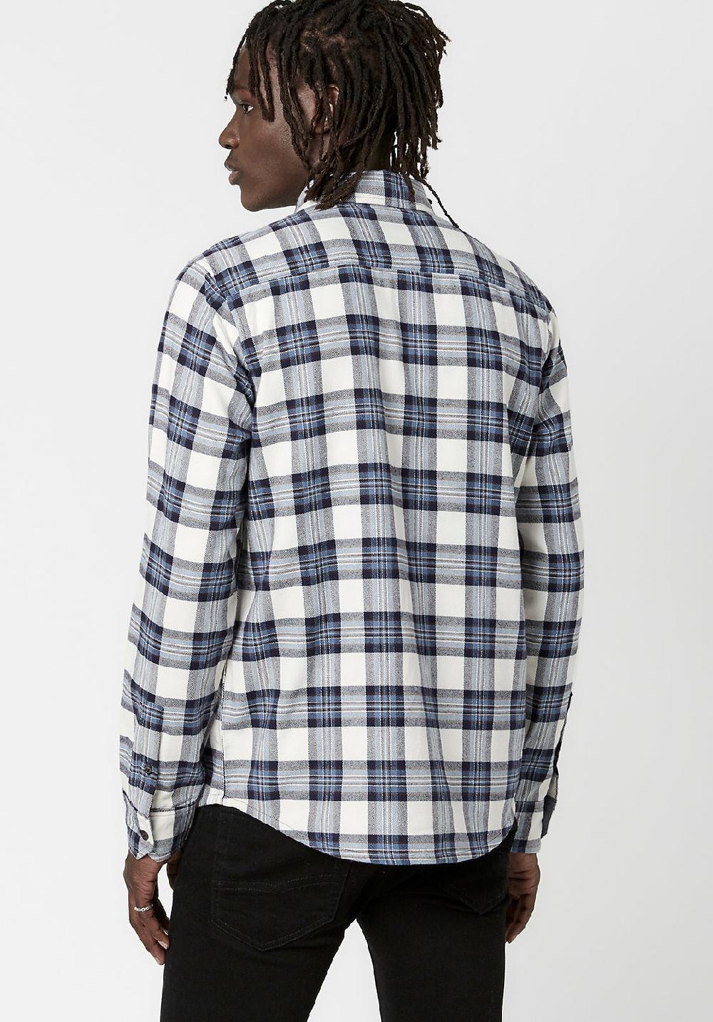 Buffalo David Bitton Solif Men's Long-Sleeve Twill Shirt In Blue White Plaid