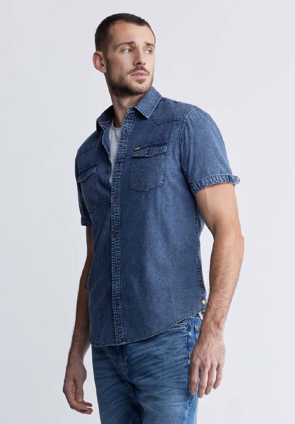 Buffalo David Bitton Somba Men’s Short Sleeve Shirt In Midnight Blue