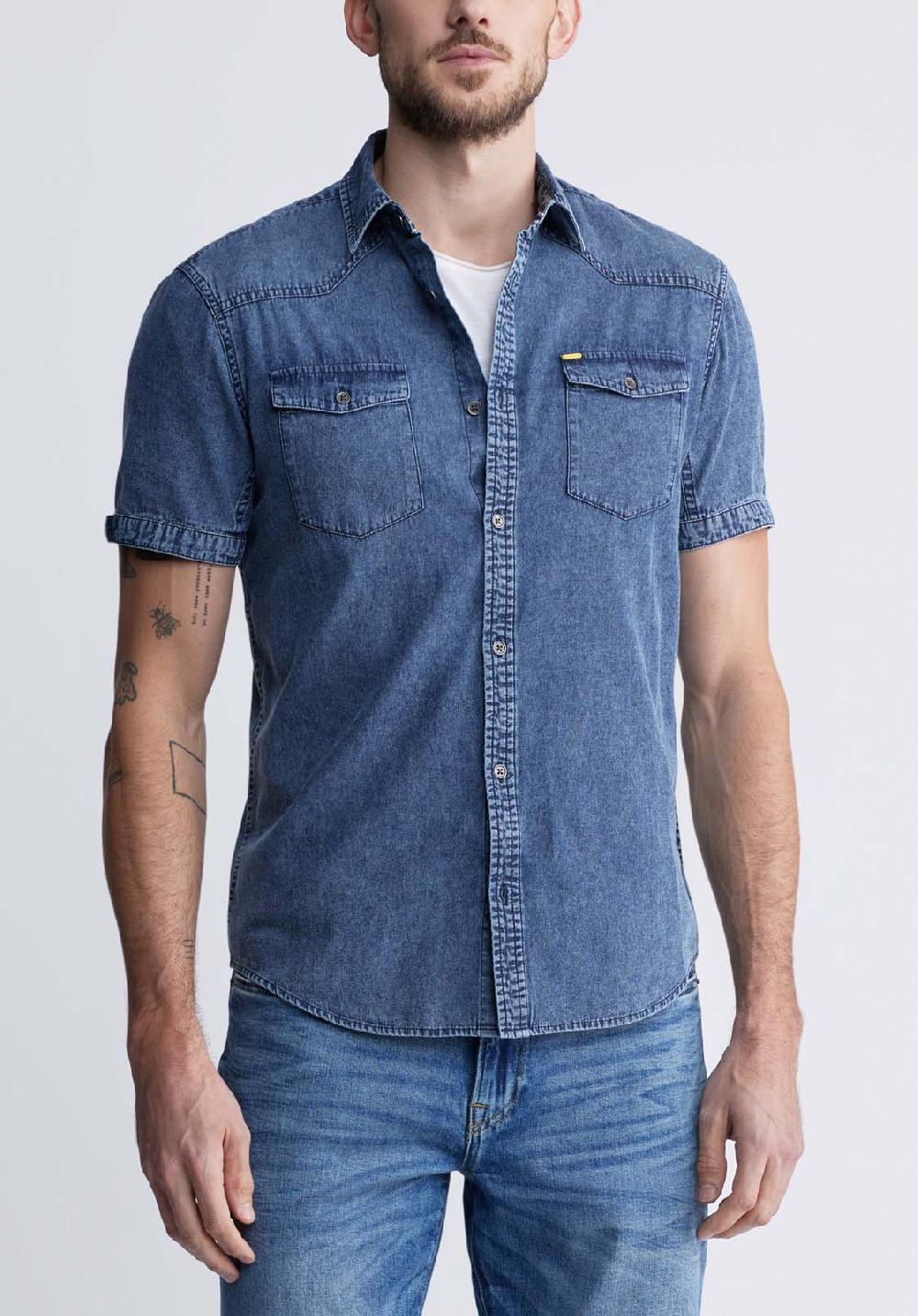 buffalo david bitton Somba Men’s Short Sleeve Shirt In Midnight Blue