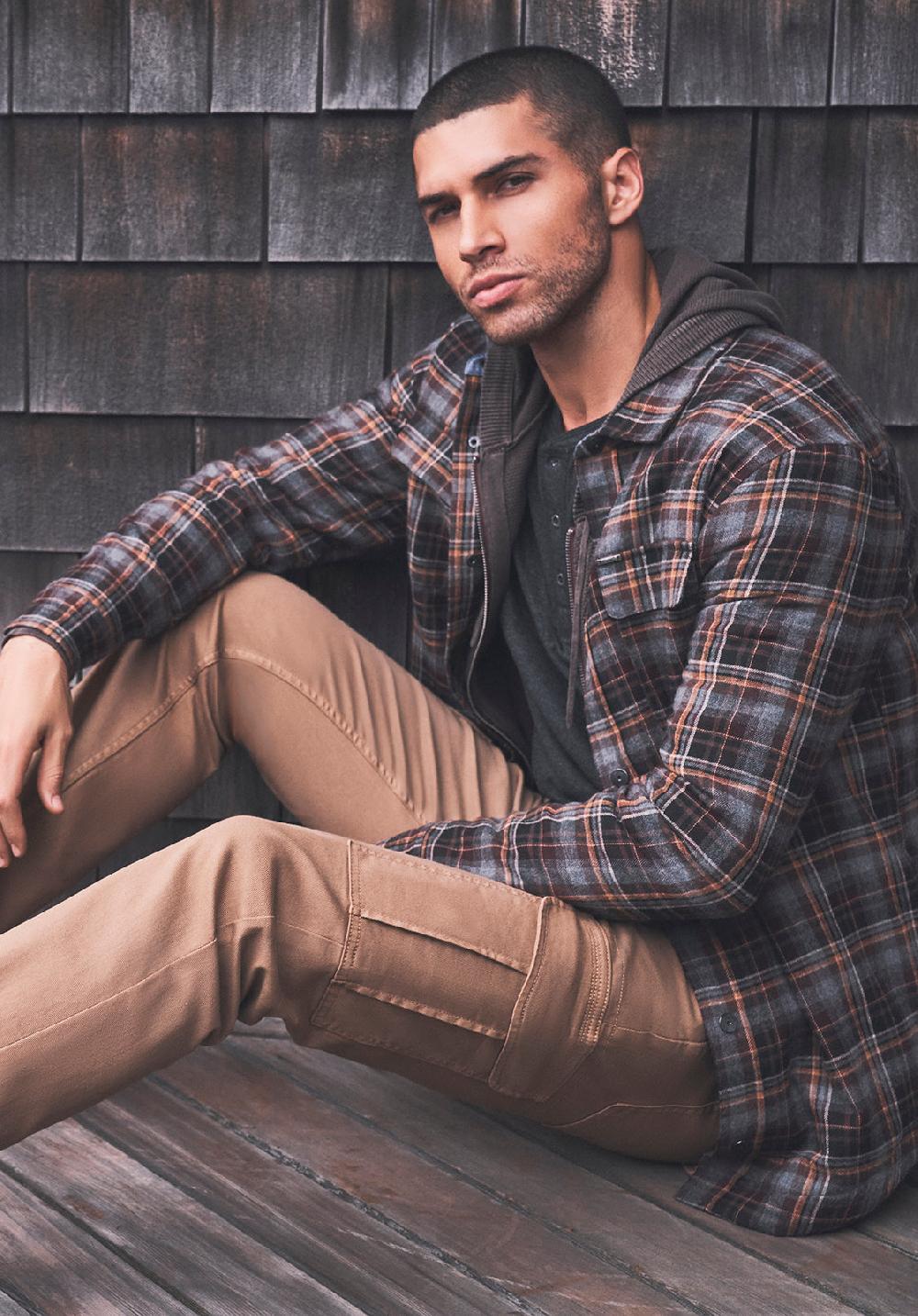 Buffalo David Bitton Soqer Men’s Shacket In Grey Brown Plaid