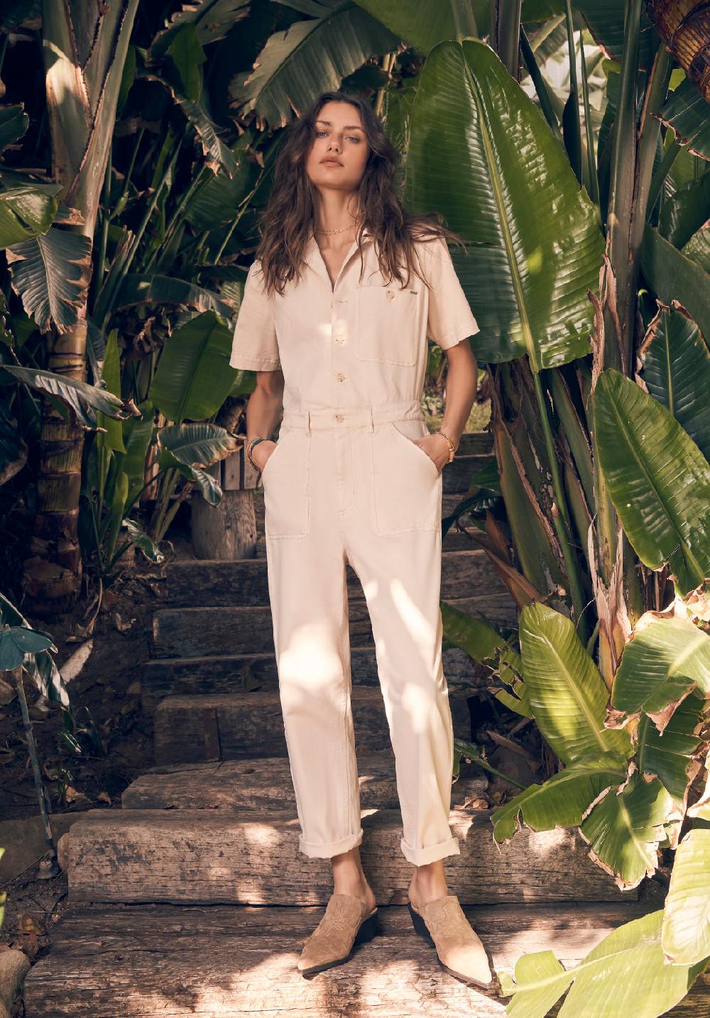 Buffalo David Bitton Stacia Women’s Short Sleeve Jumpsuit In Off-White