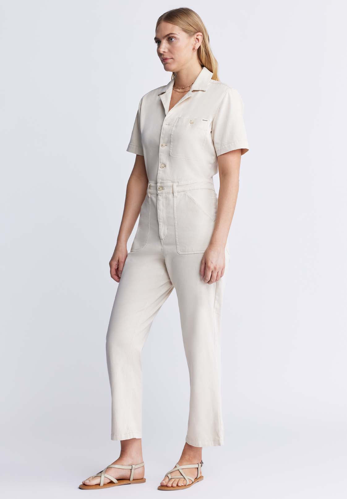Buffalo David Bitton Stacia Women’s Short Sleeve Jumpsuit In Off-White