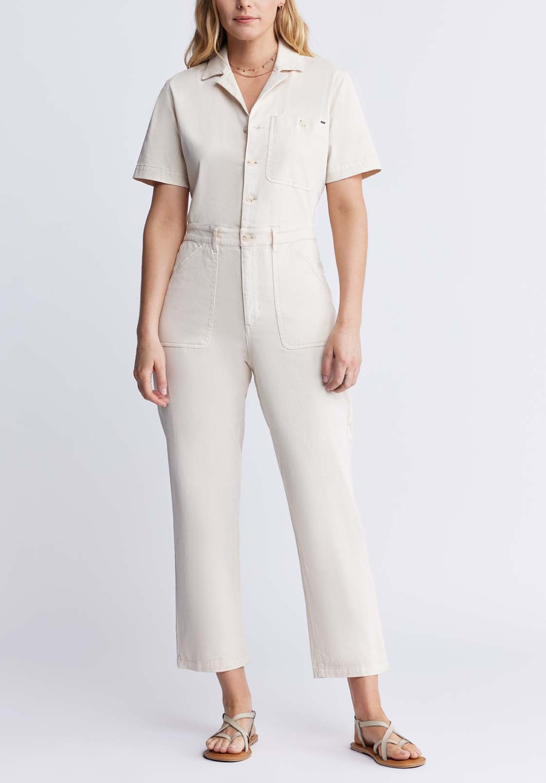 buffalo david bitton Stacia Women’s Short Sleeve Jumpsuit In Off-White