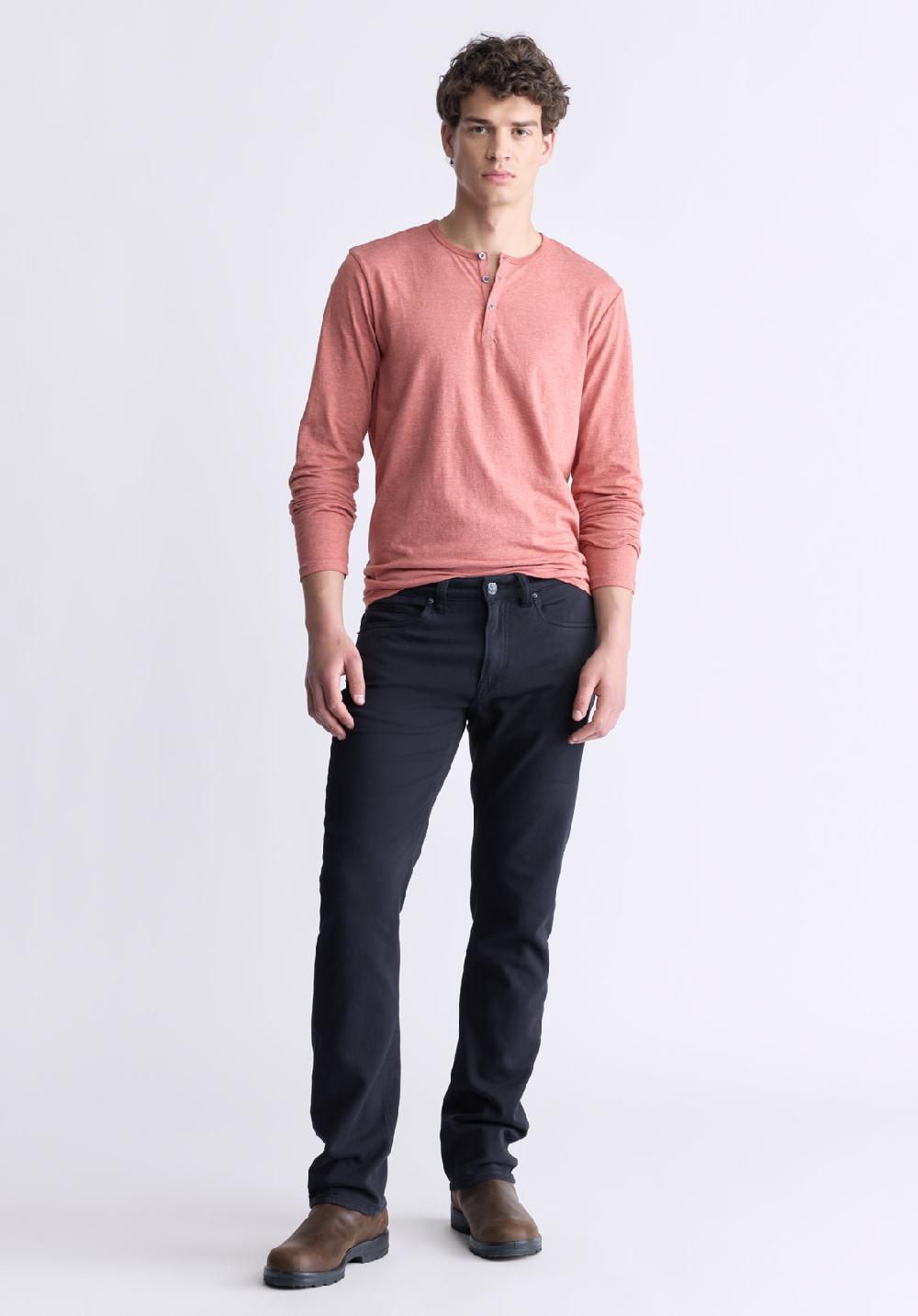 Buffalo David Bitton Straight Six Black Men's Fleece Canvas Pants