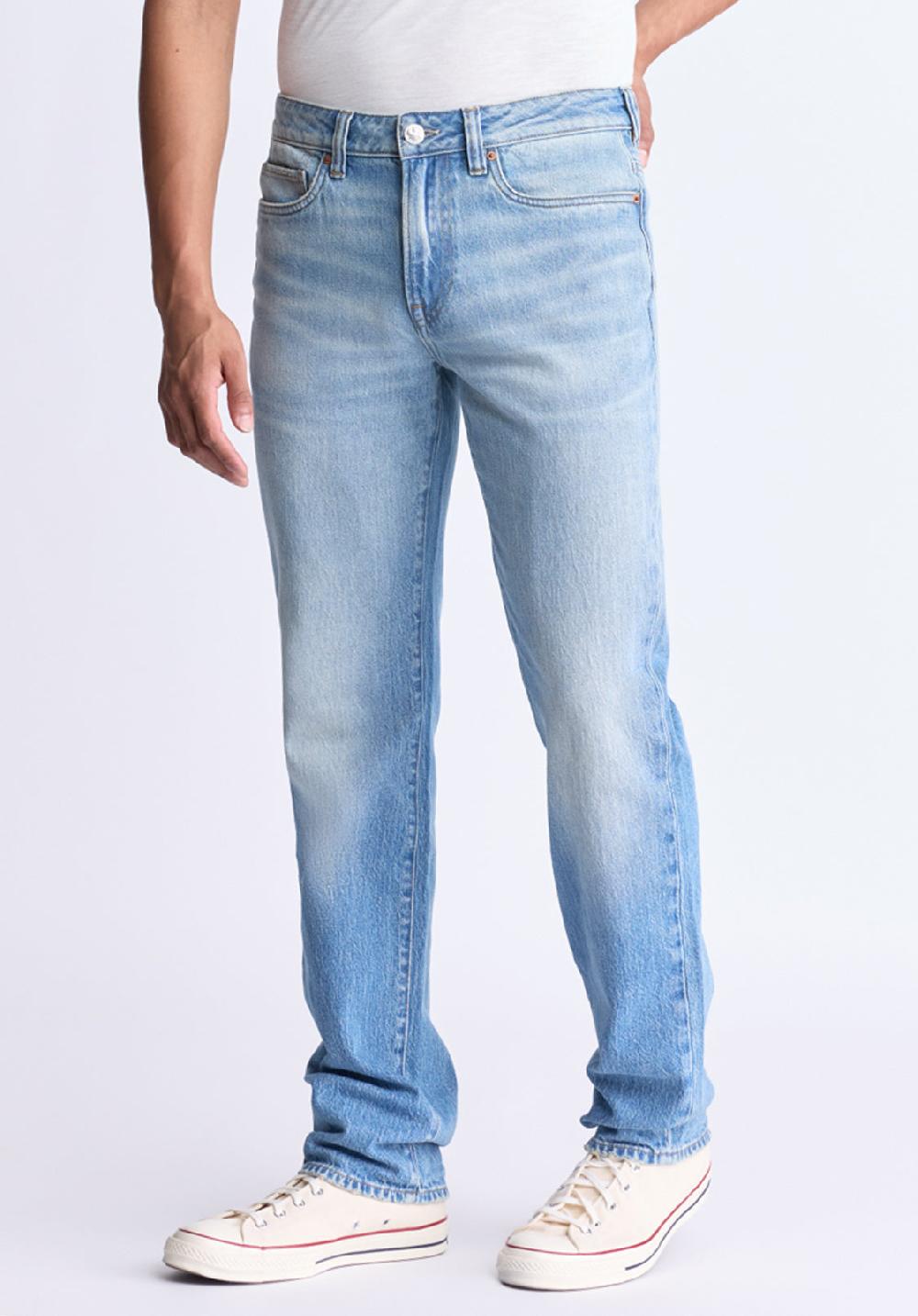 Buffalo David Bitton Straight Six Men's Crinkled And Sanded Jeans Light Blue