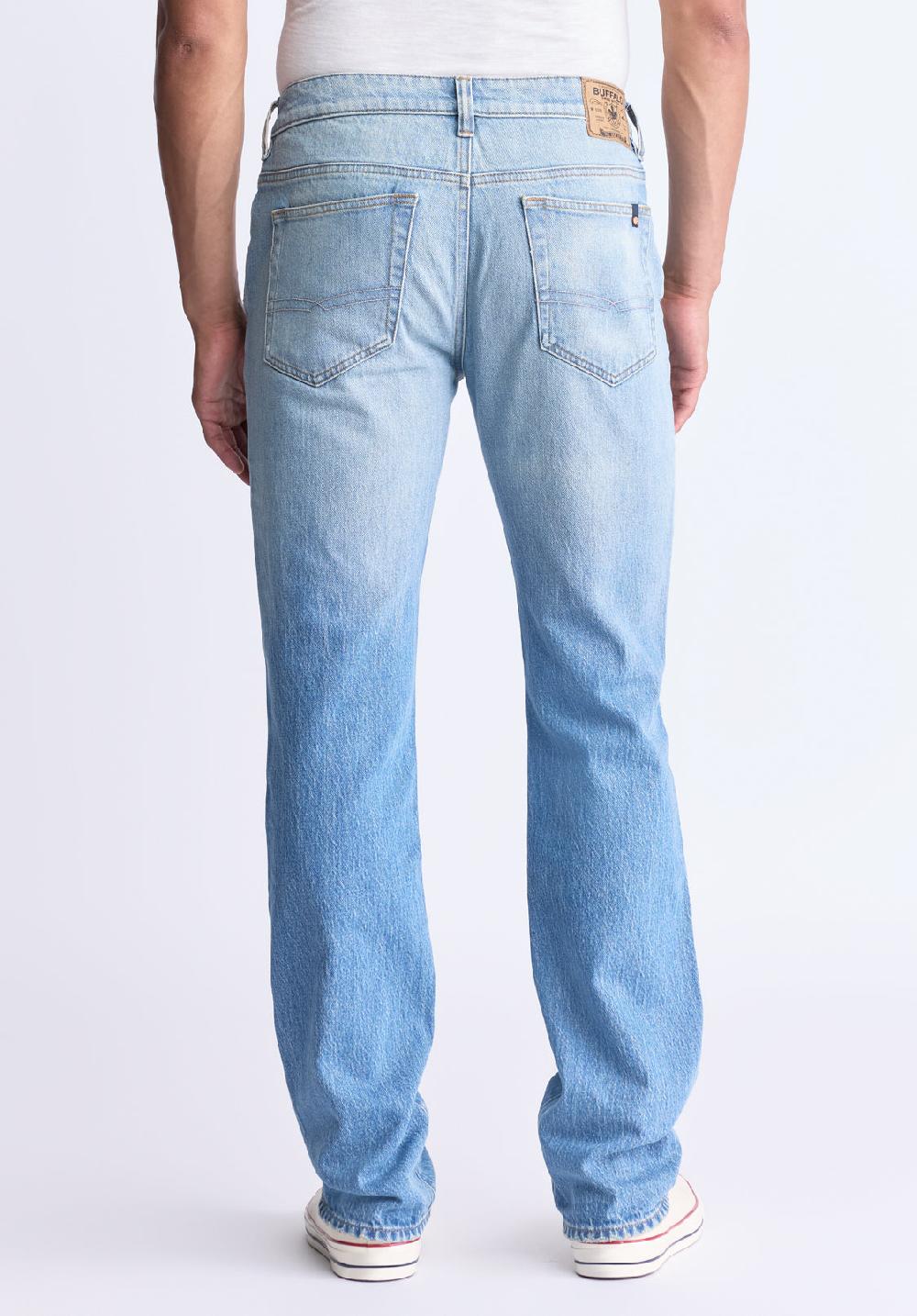 Buffalo David Bitton Straight Six Men's Crinkled And Sanded Jeans Light Blue